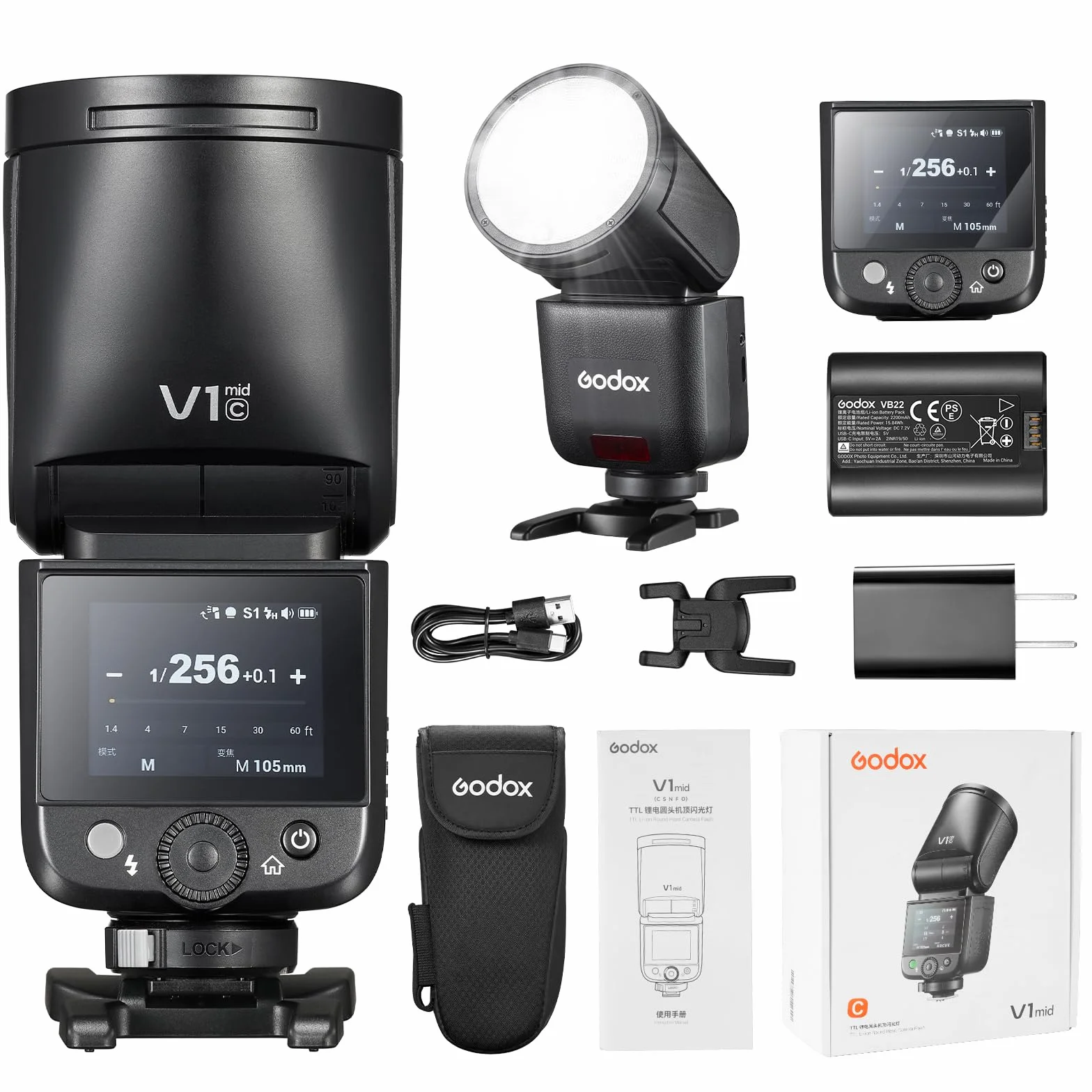 Godox V1 Mid C Flash Speedlite 55Ws TTL testa rotonda per Canon