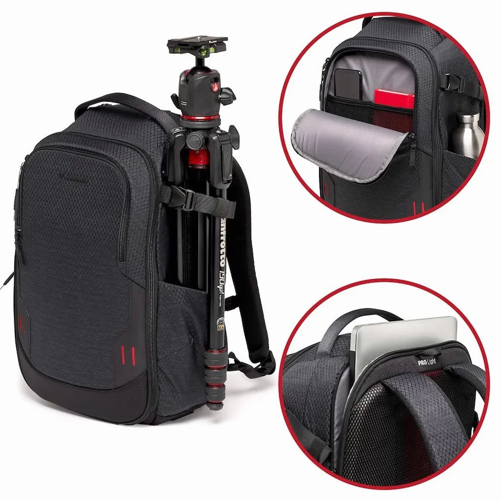 Manfrotto PRO Light Frontloader M, Zaino Fotografico Professionale per Fotocamere, Accesso Laterale e Frontale, Attacco per Treppiede, Zaino Imbottito con Divisori Intercambiabili, Nero