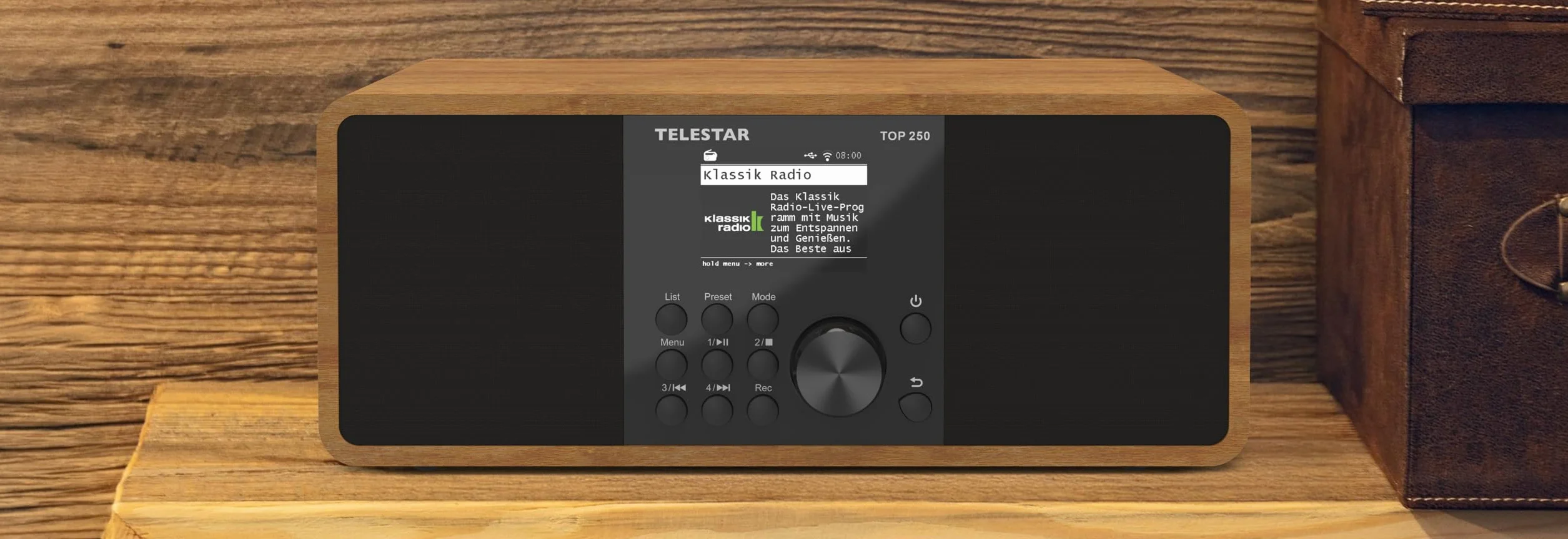 TELESTAR TOP 250 Radio DAB+ Internet Bluetooth Audio-Streaming 2x10W USB registrazione Legno