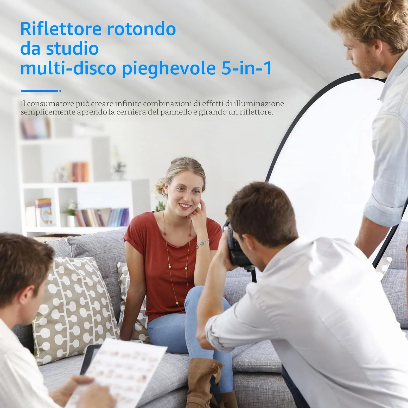 NEEWER Rifletto di Luce per Fotografia 24"x36"/60x90 cm, Multi Disco Pieghevole Portatile 5 in 1 da Borsa - Diffusore Traslucido, Argento, Oro, Nero, Bianco per Illuminazione da Studio ed Esterni