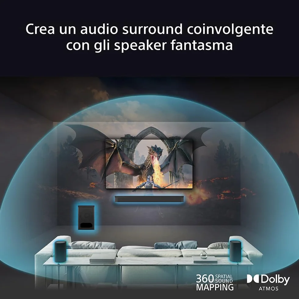 Sony BRAVIA Theatre Rear 8 altoparlanti posteriori wireless - Audio surround | 360 Spatial Sound Mapping potenziato | IMAXⓇ Enhanced compatibile | Design compatibile con soundbar e subwoofer