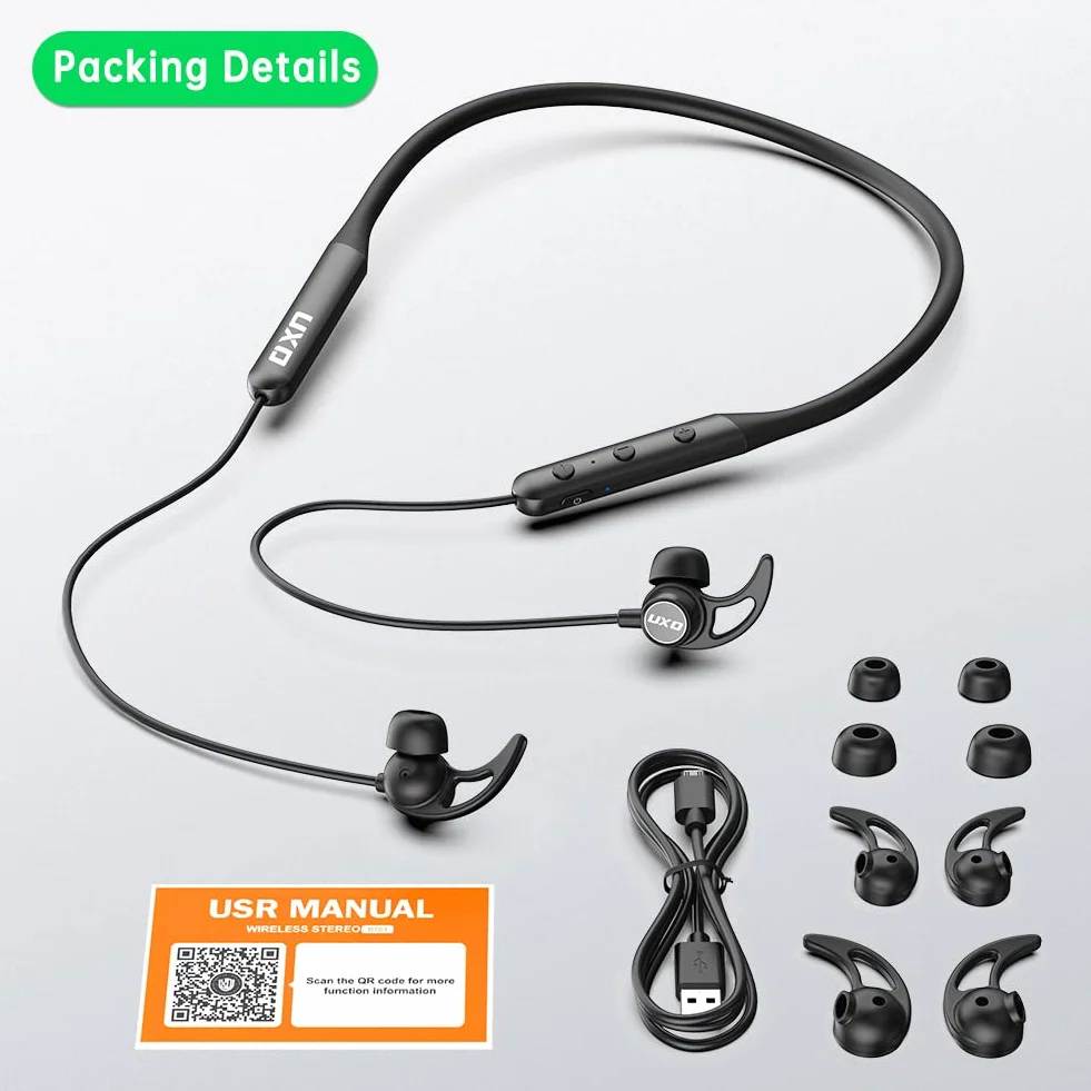 Cuffie Bluetooth, Auricolare bluetooth con archetto da collo, Cuffie Wireless In-Ear con Microfon, Fino a 20h di Autonomia, per Corsa, Fitness