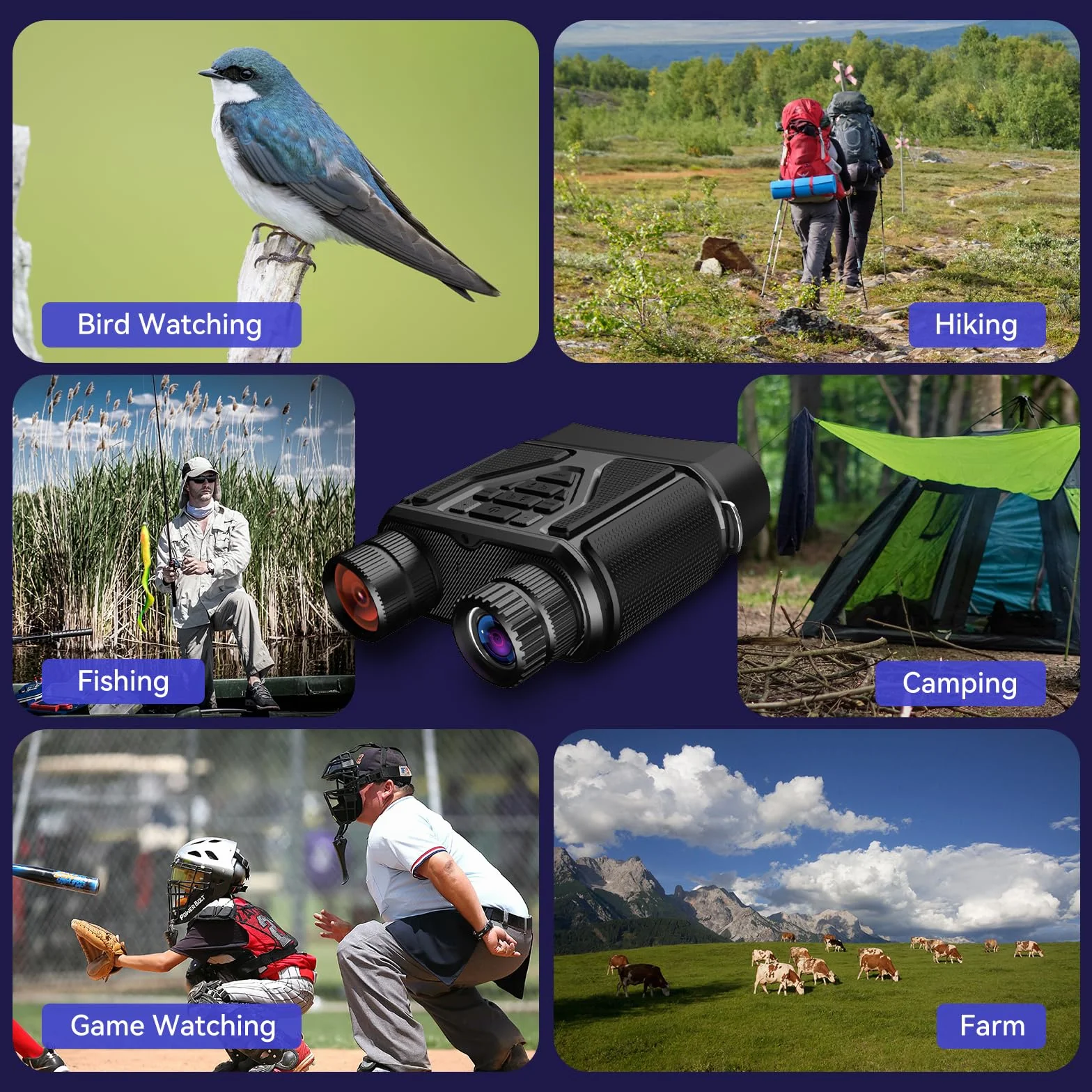 Visore Notturno Caccia Include Memoria da 32 GB Binocolo Visione Notturna Binocolo Infrarossi Perfetto per il campeggio, la caccia e l'osservazione notturna. Un regalo perfetto per gli uomini