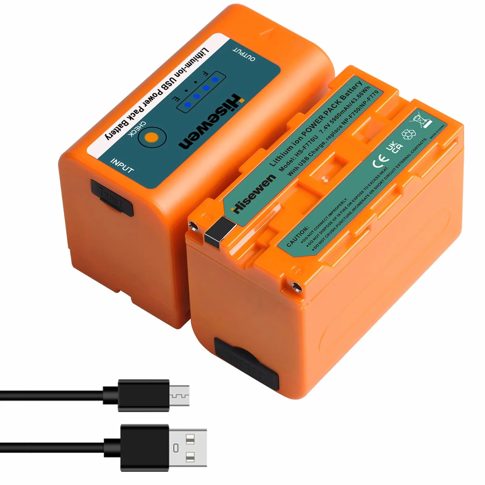 Confezione da 2 batterie NP-F750 con porta di ricarica USB per Sony NPF F960 F970 F750 F550 F980 F930 F770, NP-F batterie per YONGNUO Godox YN660 LED308