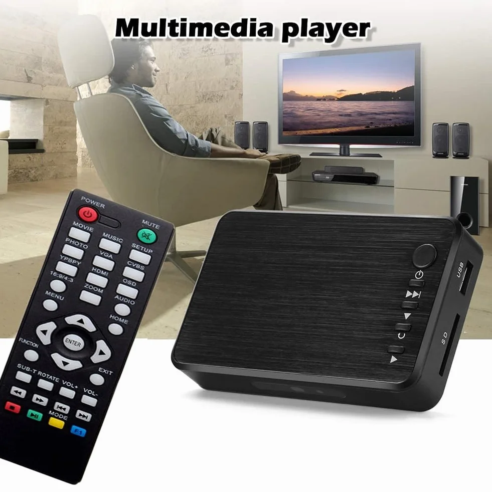 Riproduttore Multimediale HD 1080P Riproduttore Video 264 Uscita AV/VGA Lettore HDD USB per Trasmissione/Pubblicità Spina UE, 500458384A1