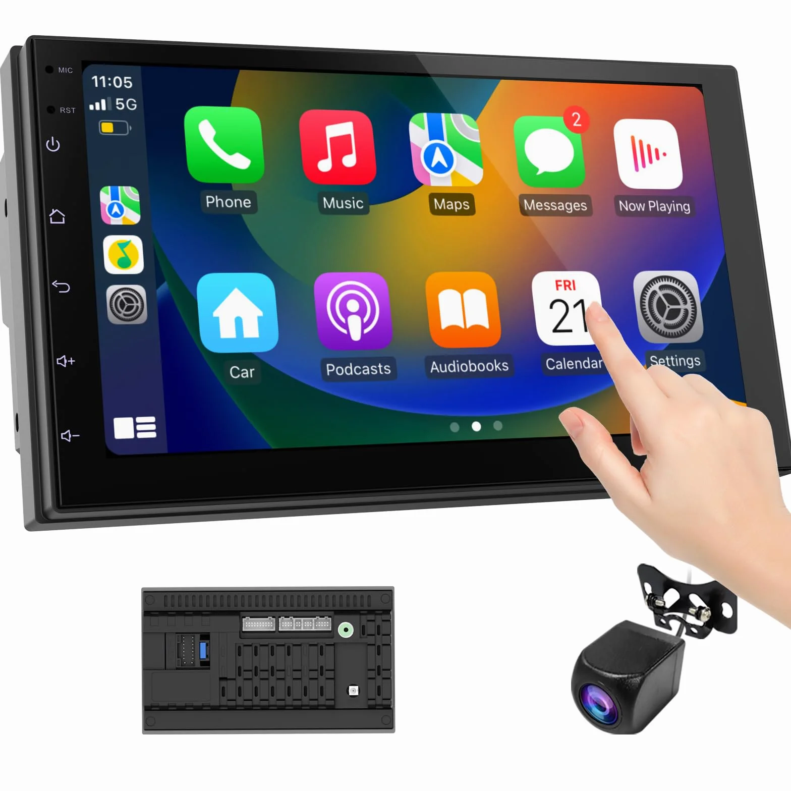 Haudio Autoradio 2 DIN Bluetooth con CarPlay wireless & Android Auto,con schermo 7 pollici Touchscreen Lettore, Mirror Link,FM Radio,Telecamera di backup,Bluetooth 5.0,AUX(RAM 2GB+ROM 32GB)
