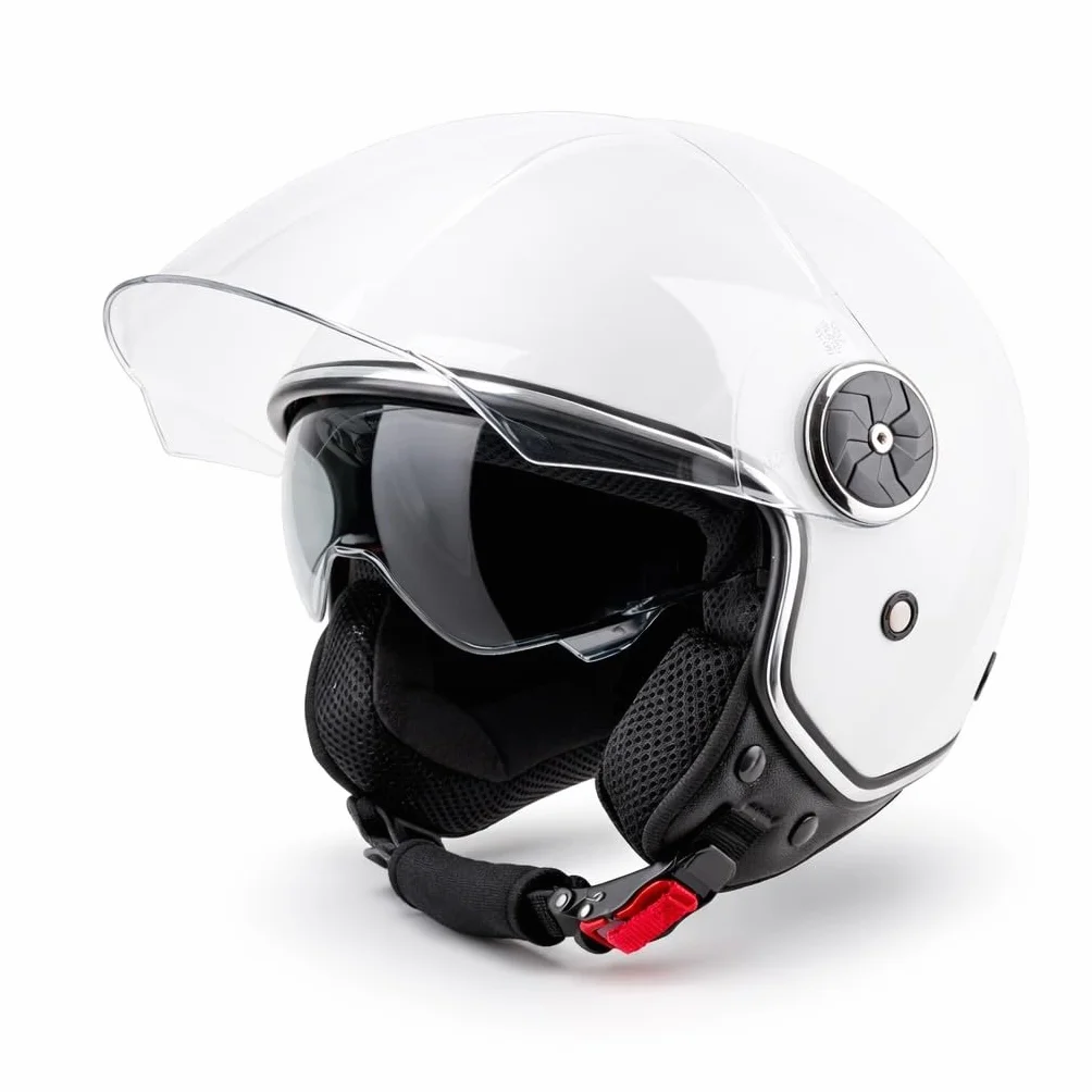 VINZ Tobia Casco Jet Doppia Visiera VIntage | Casco Scooter / Moto Donna E Uomo | Certificato ECE 22.06 | nelle taglie dalla XS-XXL
