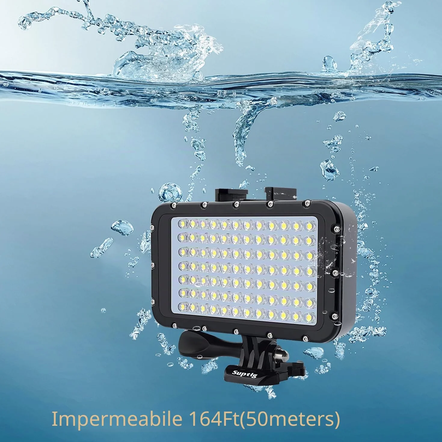 Suptig, Luce subacquea per immersione da 84 LED ad alta potenza, dimmerabile, impermeabile fino a 50 m, per GoPro, Canon, Nikon, Pentax, Panasonic, Sony, Samsung e fotocamere SLR