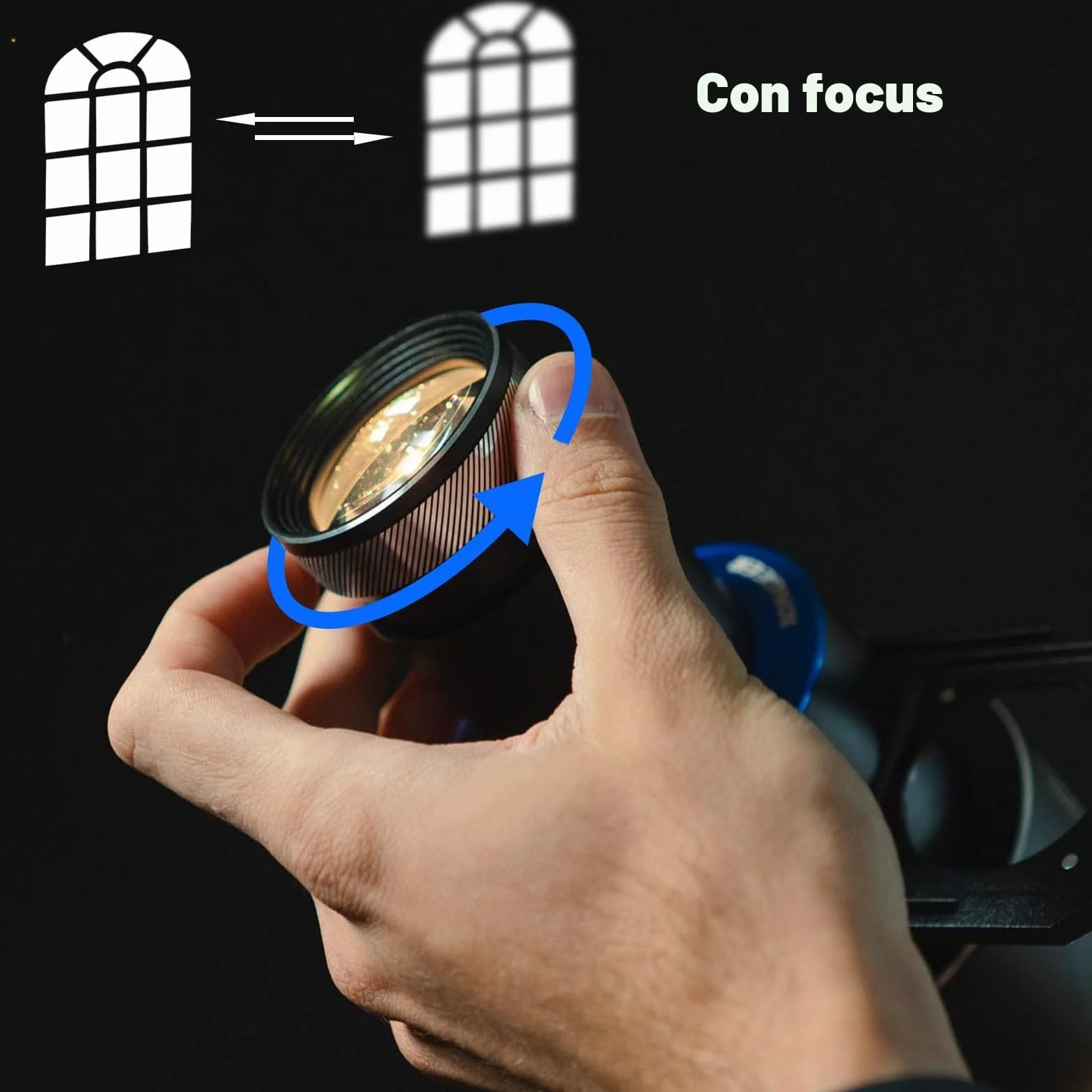 DF DIGITALFOTO Snoot Ottico Bowens Proiettore, 25 Gobo, Allegato per la Fotografia Spotlight, Compatibile con Aputure Amaran 100X/D 200D/X, Godox SL60 per Moda, Bellezza, Ritratti Focalizzabile