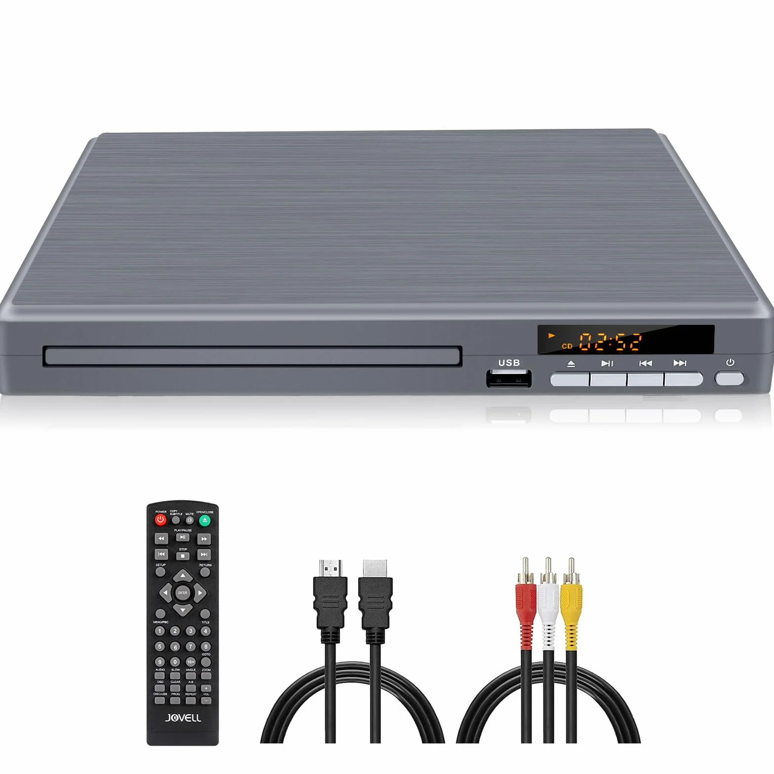 Lettore DVD Compatto per TV, JOVELL Lettore DVD CD per Casa con Uscita Coassiale/HDMI/RCA | Riproduttore DVDs e CD con Ingresso USB, Sistema TV NTSC/PAL, Riproduce Tutte le Regioni (No Blu-ray)