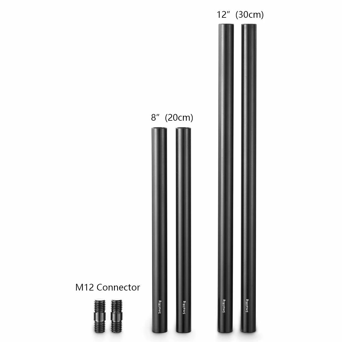 SMALLRIG 15mm Rail Rods(15mm Asta) per Camera Rig Combinazione di 8 Pollici (20 cm) Rods, 10 Pollici (30 cm) Rods e Connettore per Asta - 1659