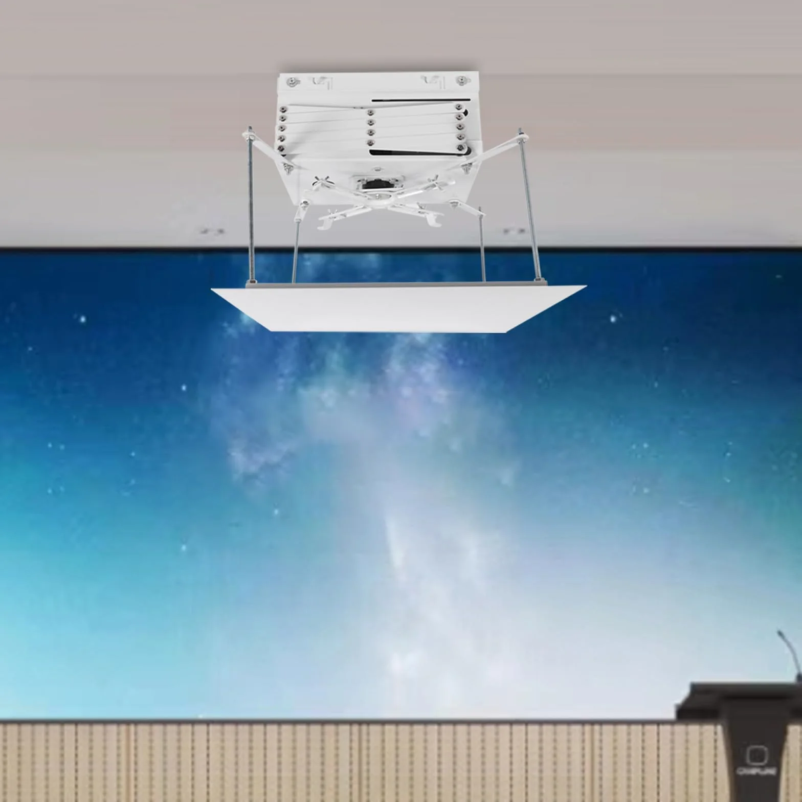 Supporto motorizzato per proiettore, 35 x 28 x 16 cm, portata fino a 10 kg, con telecomando per scuole, sale conferenze, studi ascensore da soffitto