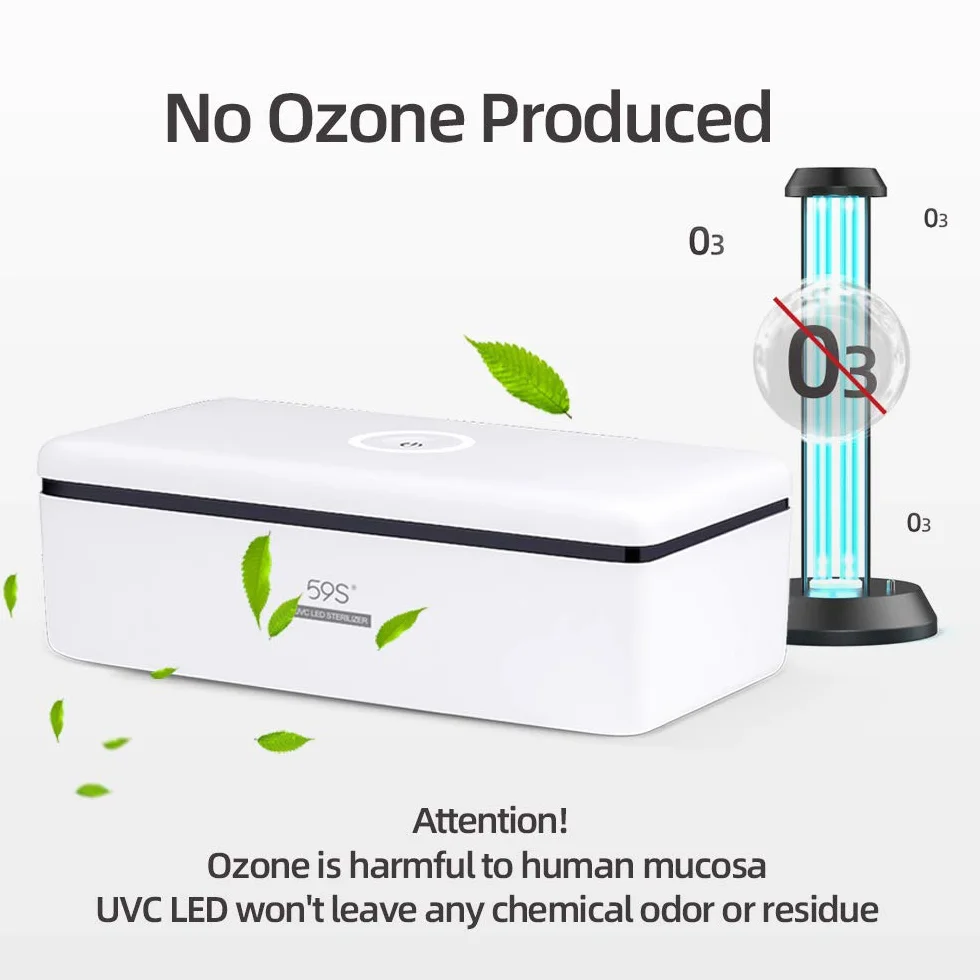 Sterilizzatore UV Professionale, 59S Sterizzatore UV Scatola LED con 8 Perline Lampada Sterilizzazione Rapida 99,9%, Adatto per Cellulari, Occhiali, Estetica, Strum S2