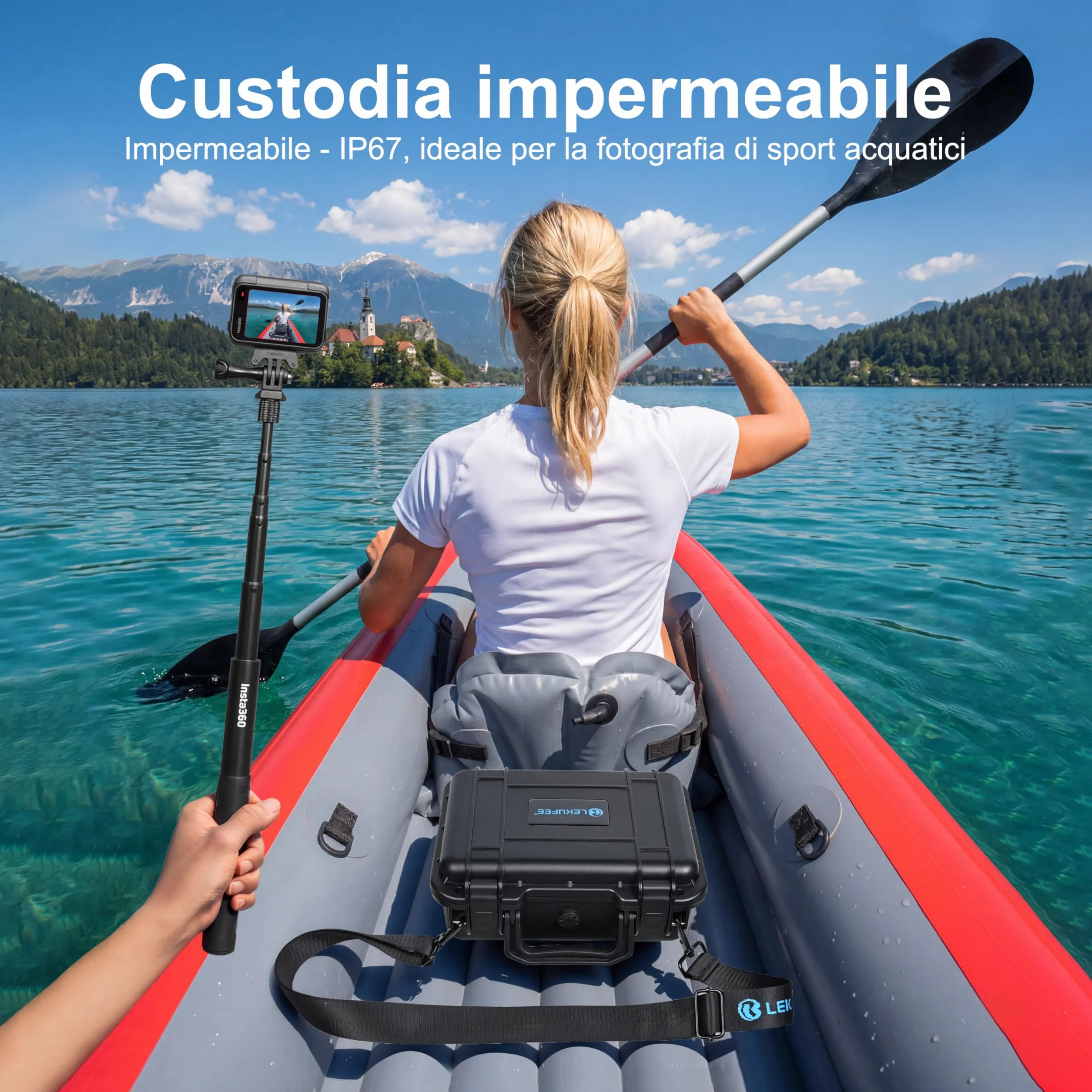 LEKUFEE Custodia Rigida Impermeabile per Insta360 Ace Pro 2/Insta360 Ace Pro/Insta360 Ace Action Cam e Insta360 Ace Pro accessori (Solo Valigia)
