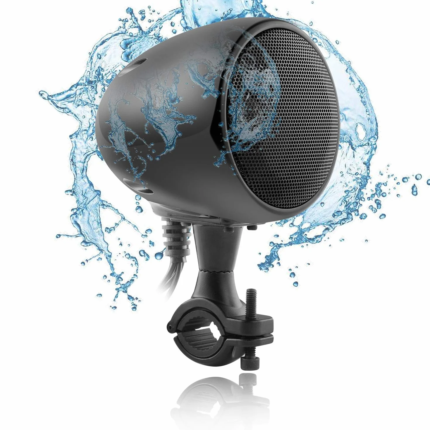 iMESTOU Sistema Audio per Moto 4 Pollici Bluetooth Altoparlanti Stereo Impermeabile 300 W Classe D AUX MP3 Amplificatore Integrato Fit per 1-1.25 Pollici Manubrio Moto ATV UTV