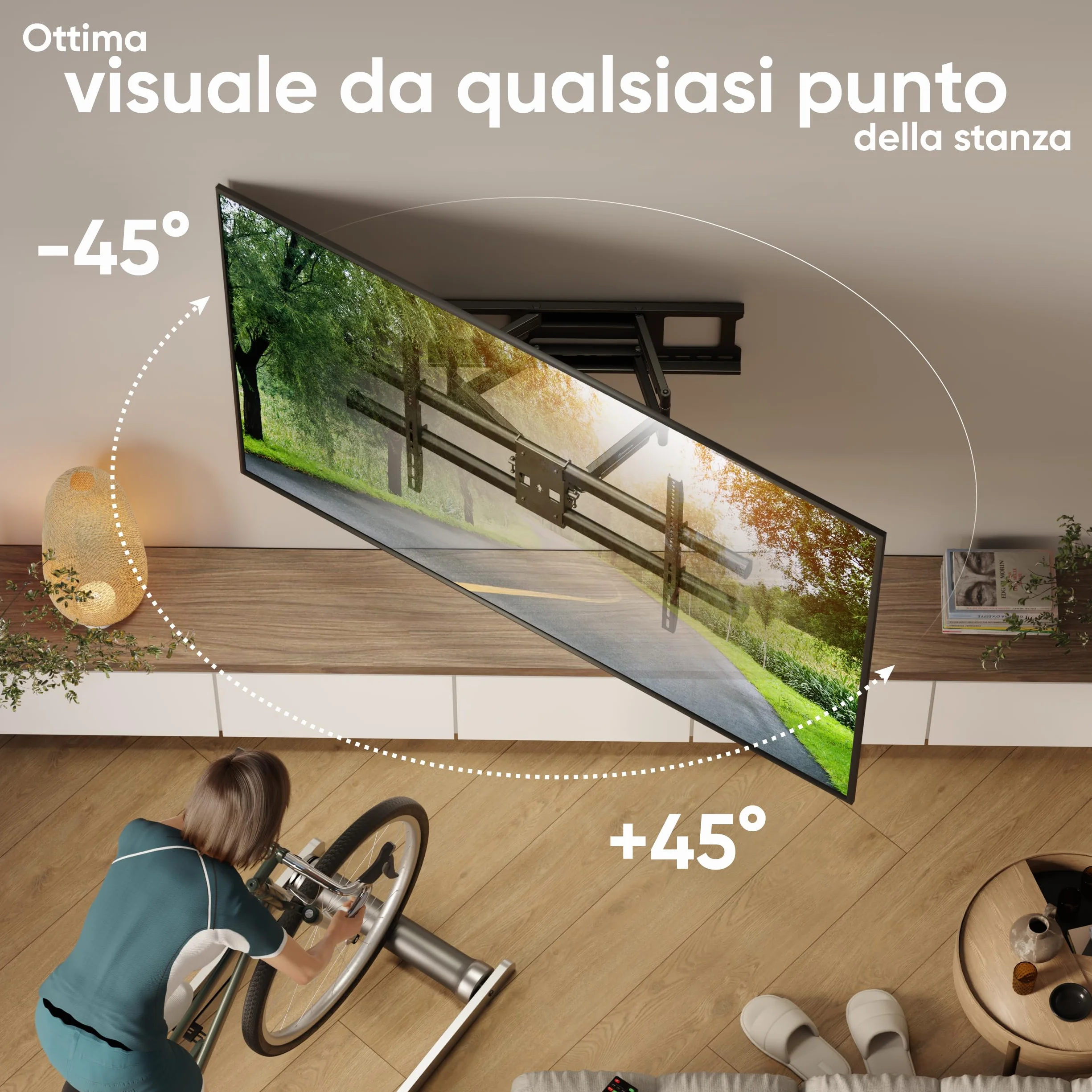 ONKRON Supporto TV Parete 42-120 Pollici fino a 100 kg, VESA 200x100-1000x600 mm, Staffa TV Girevole e Inclinabile, Braccio Porta Televisore Estensibile per Schermi di Grandi Dimensioni, Nero, M10-B
