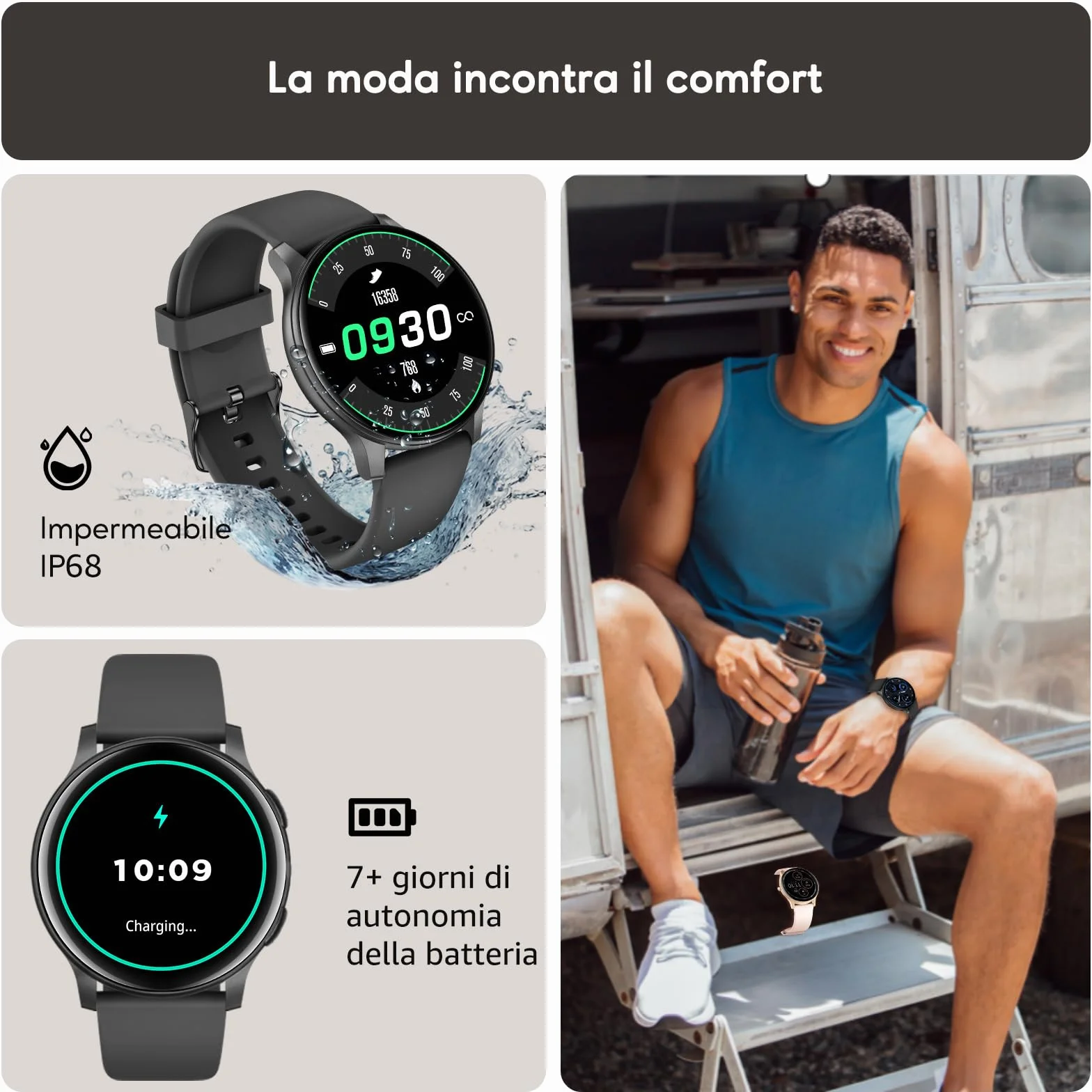 Smartwatch Uomo Donna con Chiamate Bluetooth, Orologio Rotondo da 1,38" con 147+ Modalità Sportive, Cardiofrequenzimetro, Sonno, IP68 Impermeabile, Compatibile con Android iOS - Regalo Festa del Papà