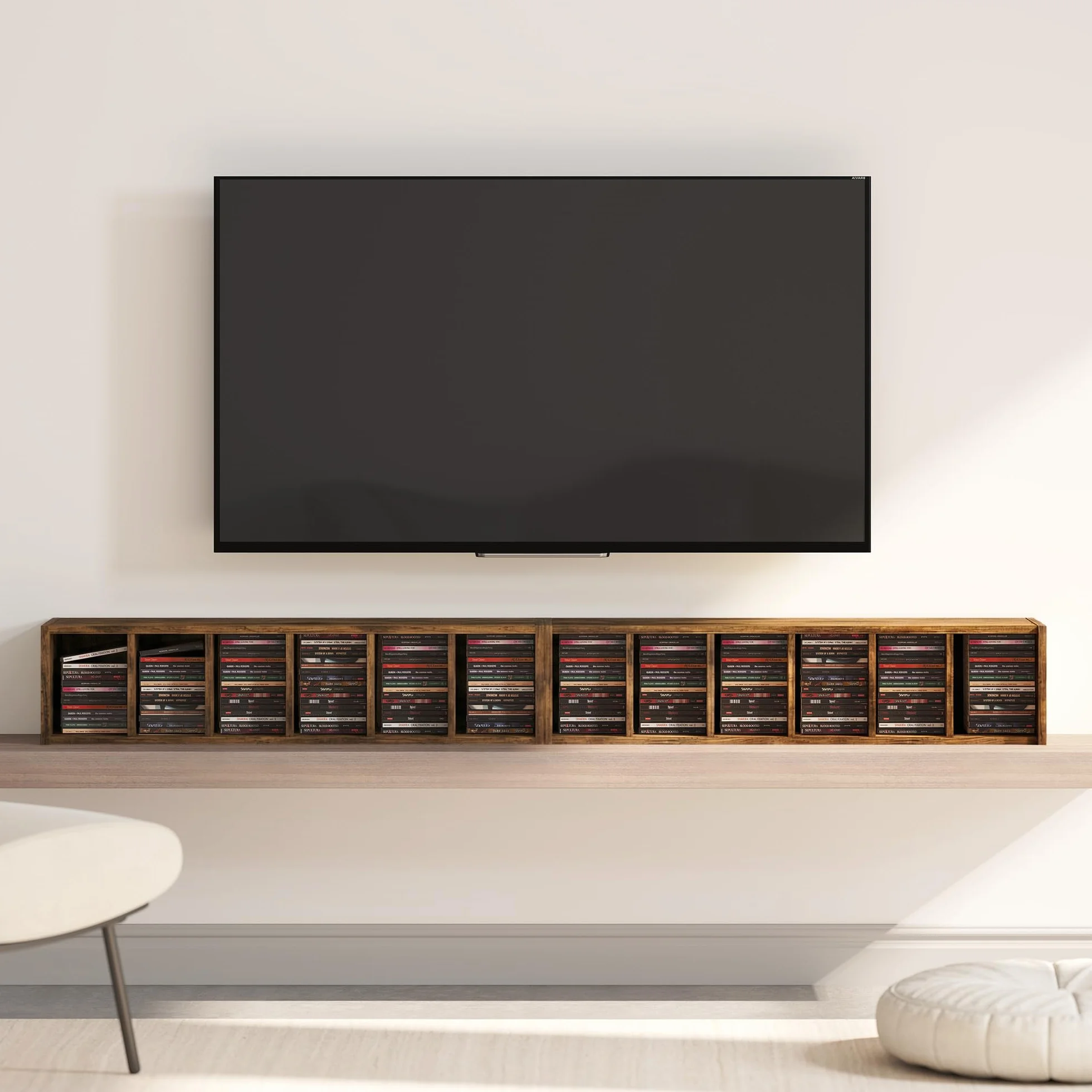 HOMCOM Scaffale Porta CD 2 Pezzi a 6 Ripiani, Scaffale Libreria in Legno per 204 CD ad Altezza Regolabile, 21x22.5x88.5 cm, Marrone Rustico