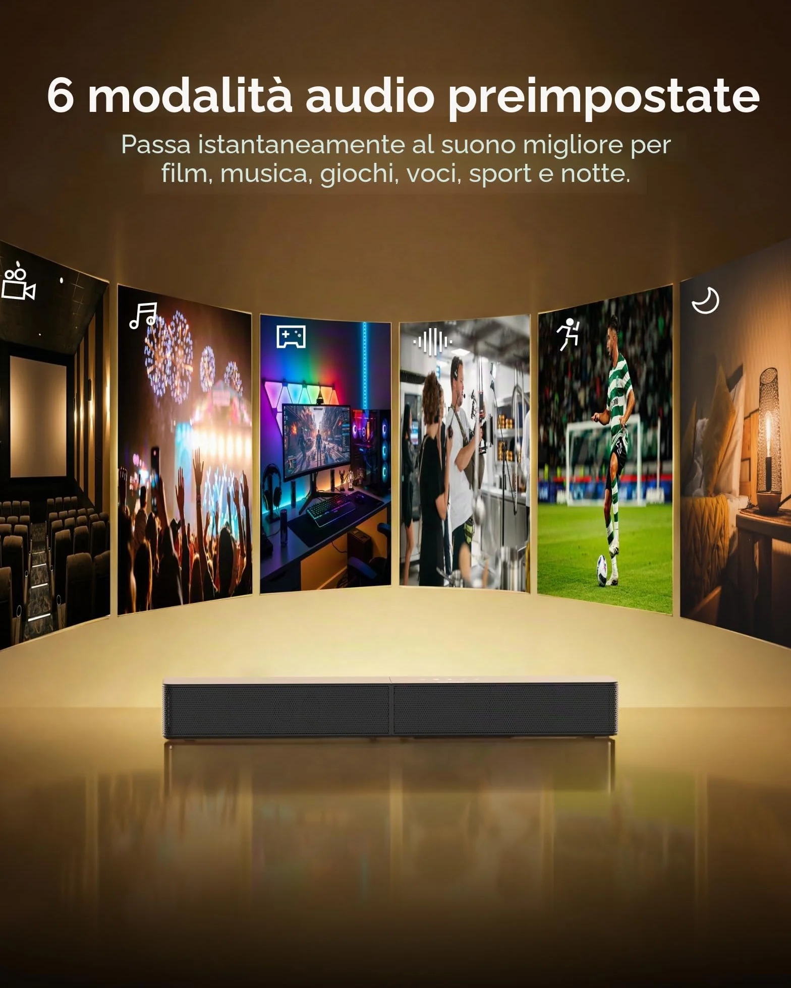 ULTIMEA Soundbar con Subwoofer Wireless, 240W Potenza di Picco, VoiceMX e BassMX, App Controllo, 2.1 canali Sound Bar per Smart TV, Bassi Regolabili, HDMI, Ottico, Bluetooth 6.0, Poseidon M30