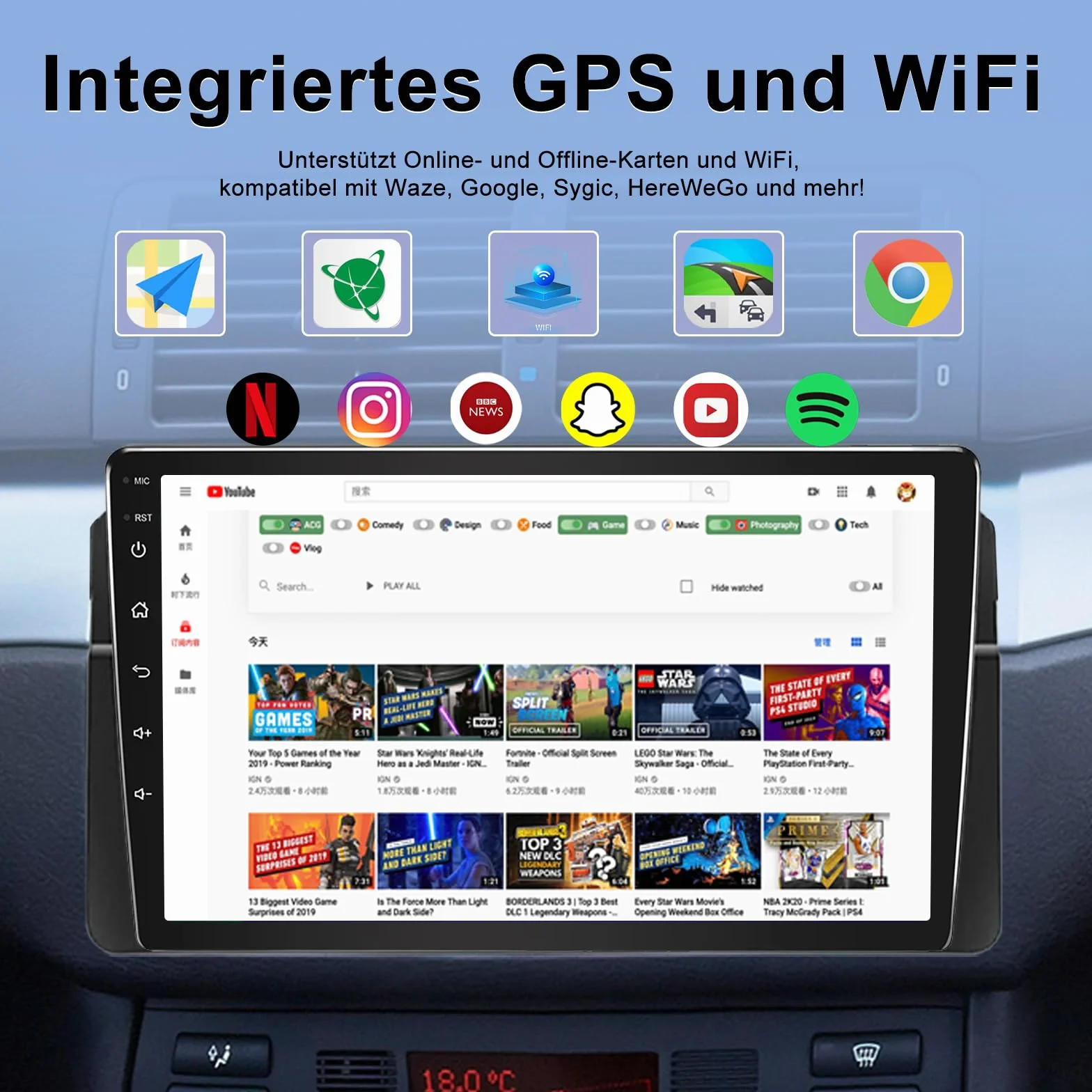 Autoradio 4 + 64 GB Android 13 per BMW Serie 3 E46 1999-2005 con Wireless Carplay Android Auto 9 pollici GPS Navigazione per Auto BMW E46 Radio Bluetooth WiFi DSP SWC