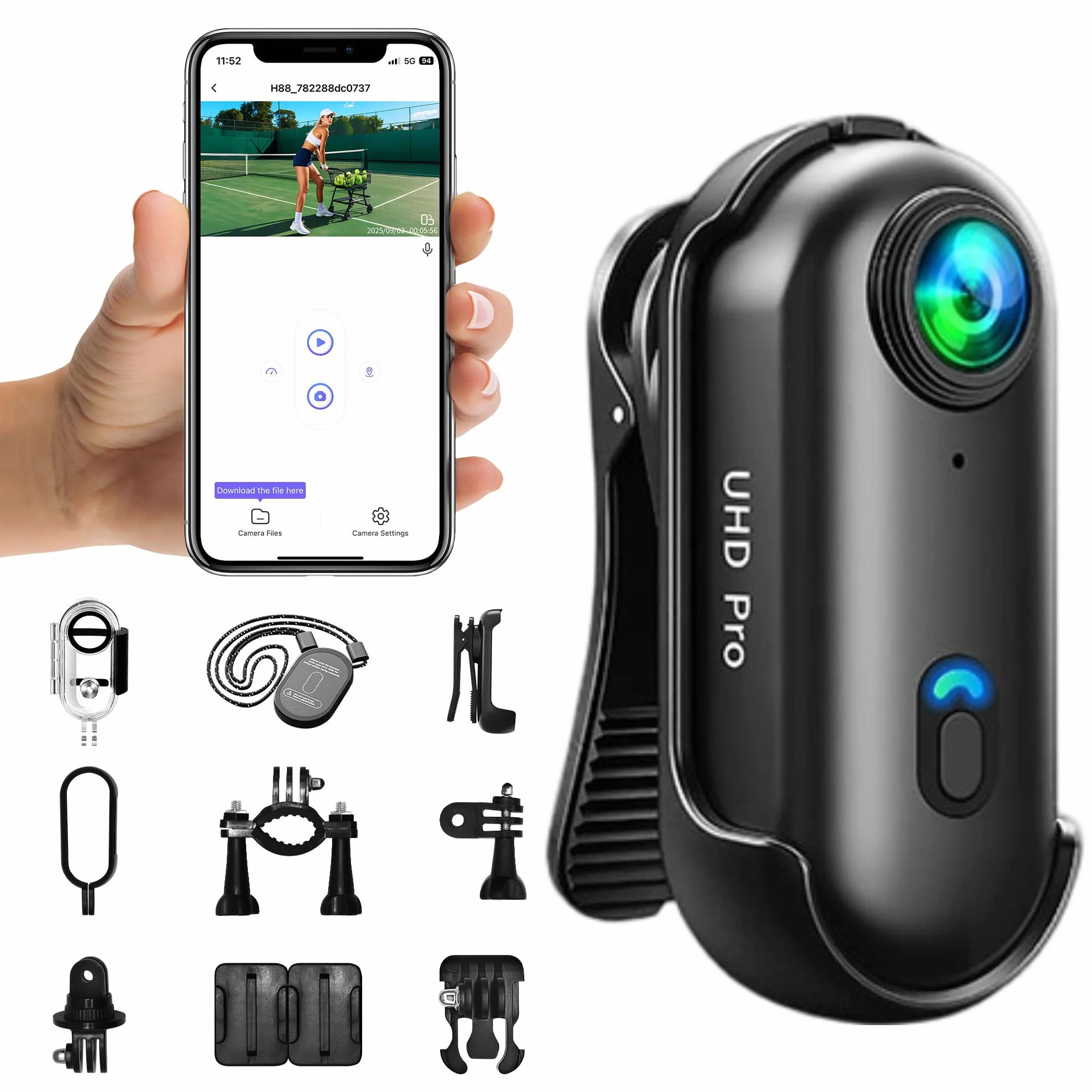 4K Mini Action Cam WiFi, Telecamera Moto, Grandangolare 120° Bodycam, Videocamera Sportiva Impermeabile fino a 30M, Fotocamera Accesorios Multiples per Bicicletta Casco