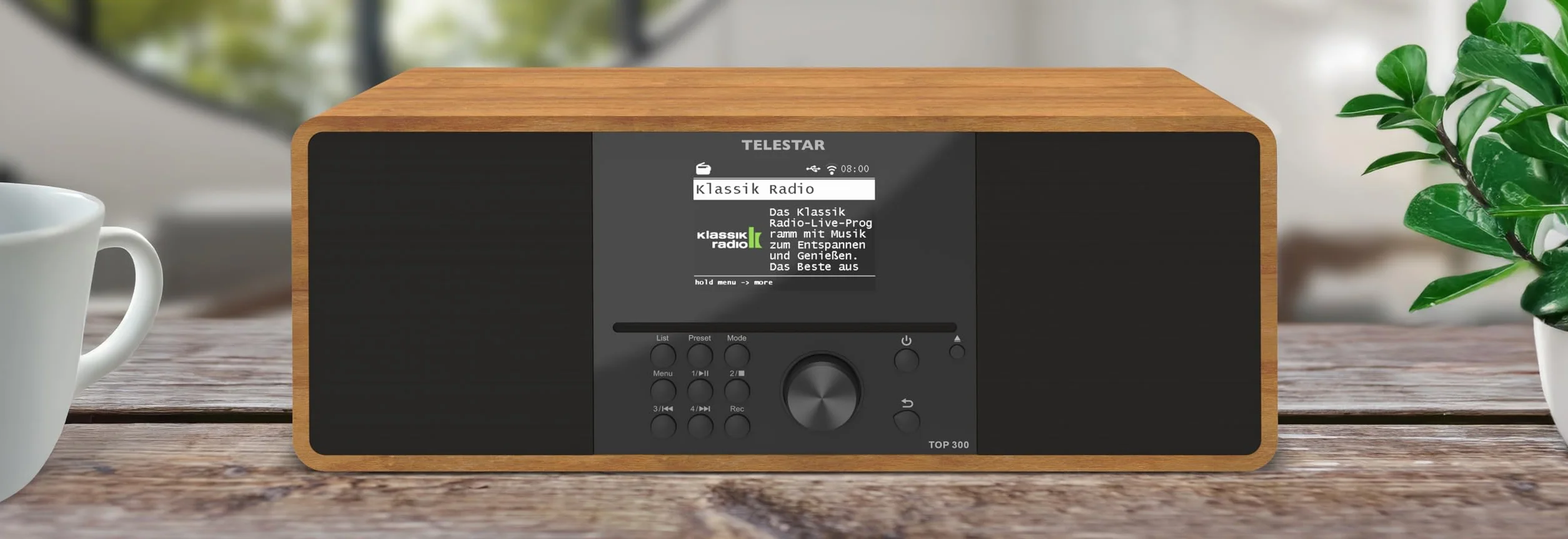 TELESTAR TOP 300 Radio DAB+/Internet con lettore CD stereo 2x15W Bluetooth Audio-Streaming Legno