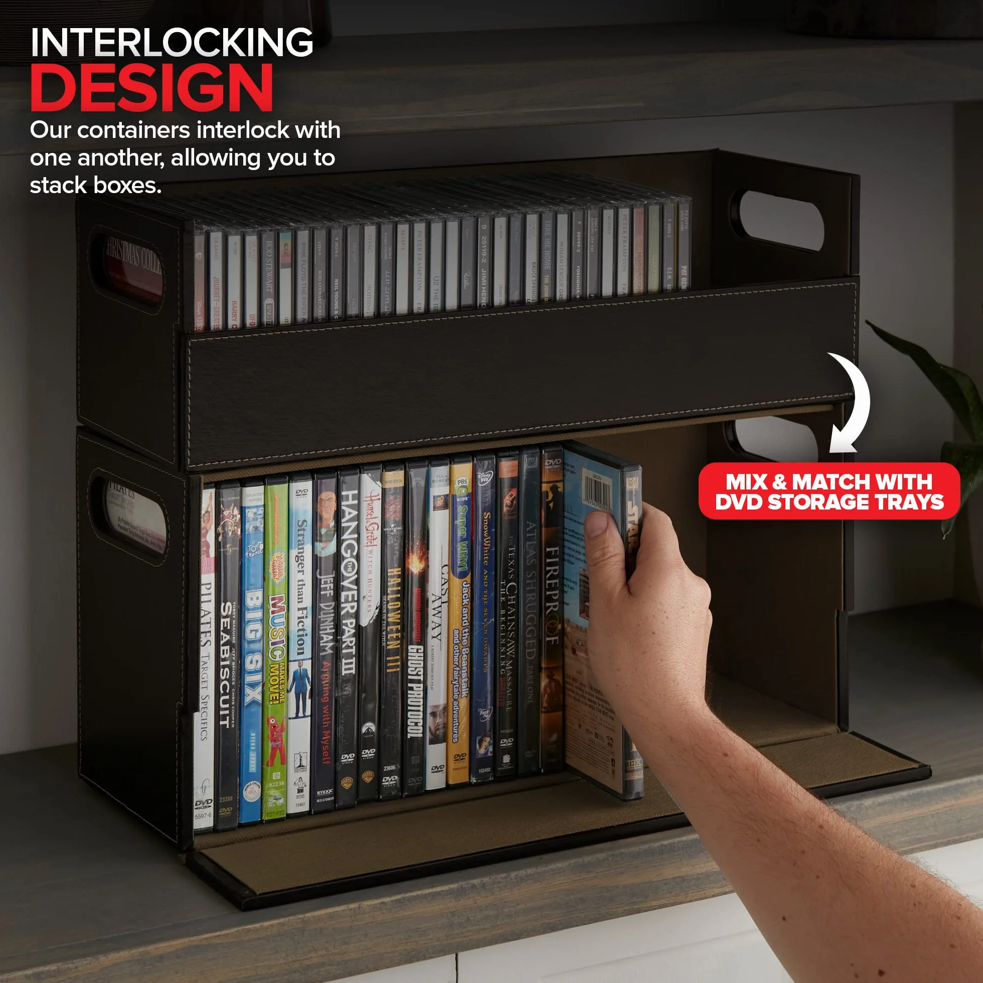 Stock Your Home Contenitore per Dvd con Forte Apertura Magnetica - Vassoio Dvd per 28 Dvd, BluRay, PS4, Videogiochi per scaffali multimediali e organizzazione