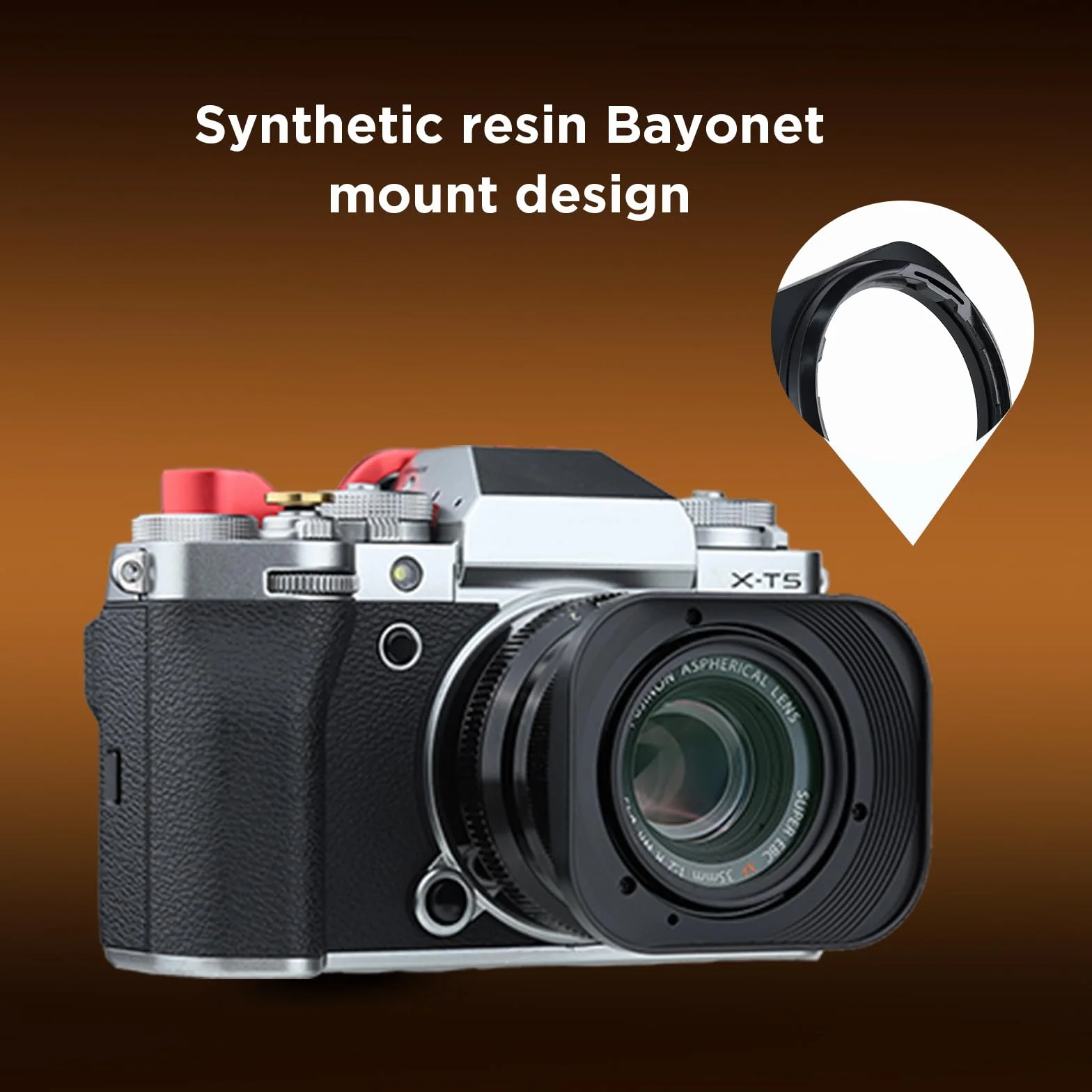 Haoge LH-X35 - Paraluce rettangolare in metallo per obiettivo Fujifilm Fuji Fujinon XF35 mmF2 XF 35 mm f/2 R WR e XF23 mmF2 XF 23 mm f2 R WR WR, sostituisce LH-XF35-2