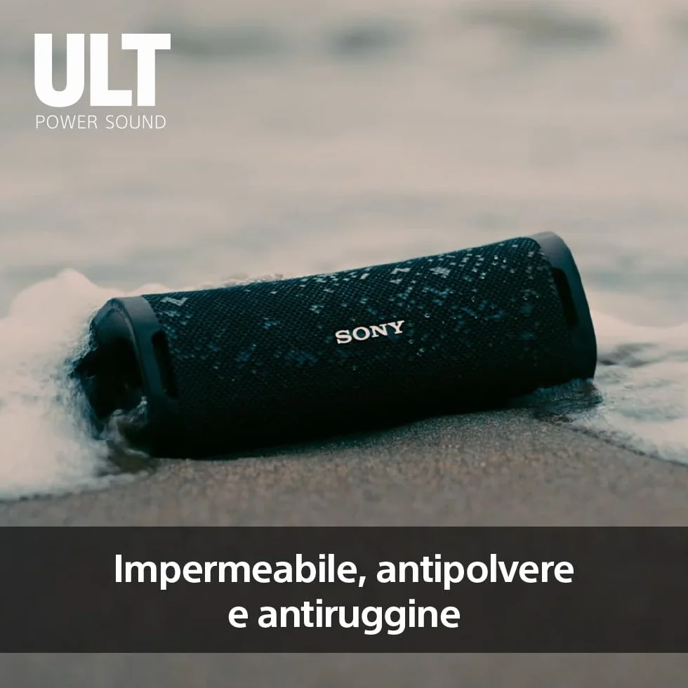Sony ULT FIELD 1 | Speaker portatile wireless Bluetooth con ULT POWER SOUND, bassi profondi, IP67, impermeabile, antipolvere, antiurto, batteria da 12 ore, qualità chiamata chiara, viaggio - Nero