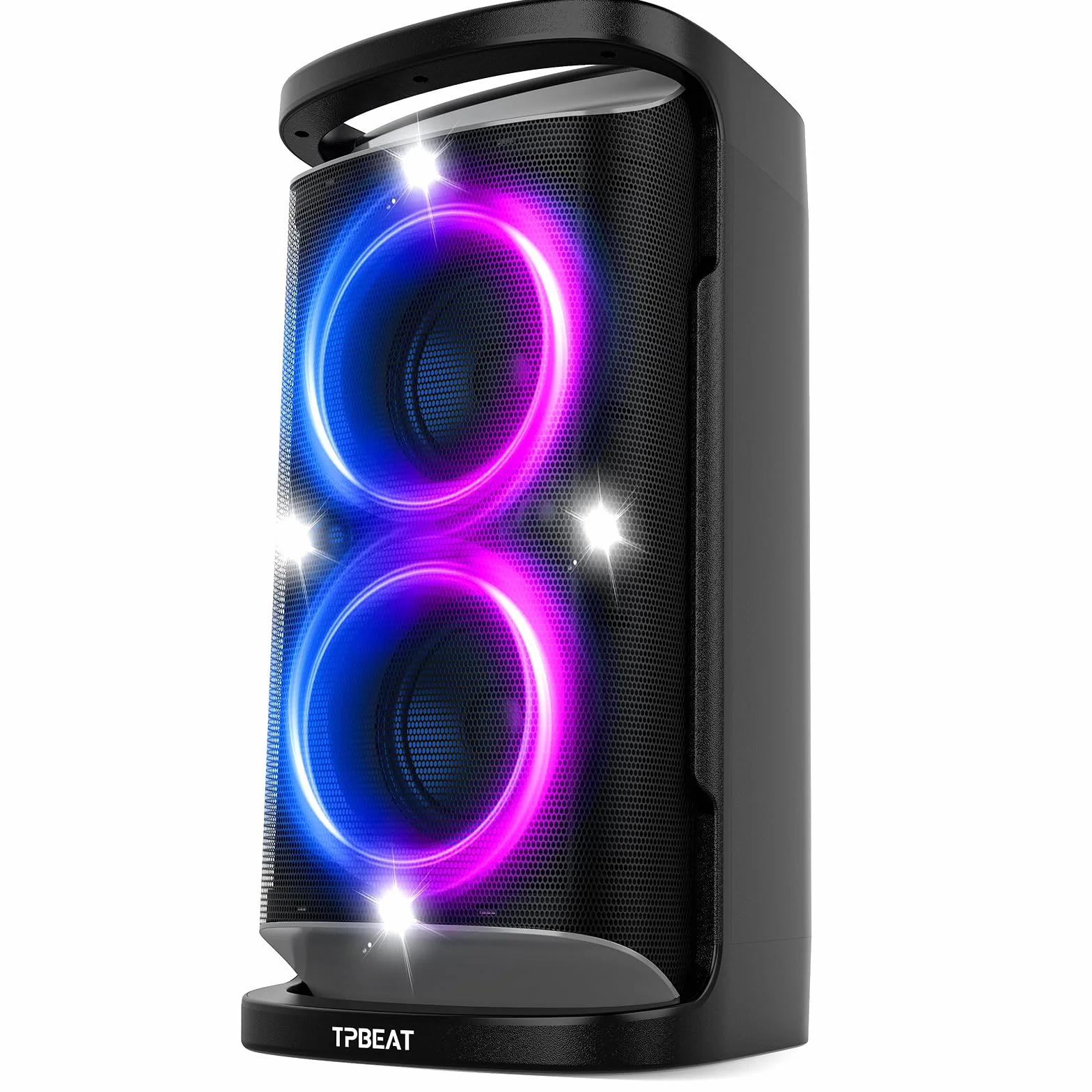 TPBEAT Cassa Bluetooth Portatile Potente,160W (Peak) Party Wireless Altoparlante Bluetooth, Super Bass, Speaker TWS Stereo, Batteria 15000 mAh, Fast Charging, con Luce LED per Party, Campeggio