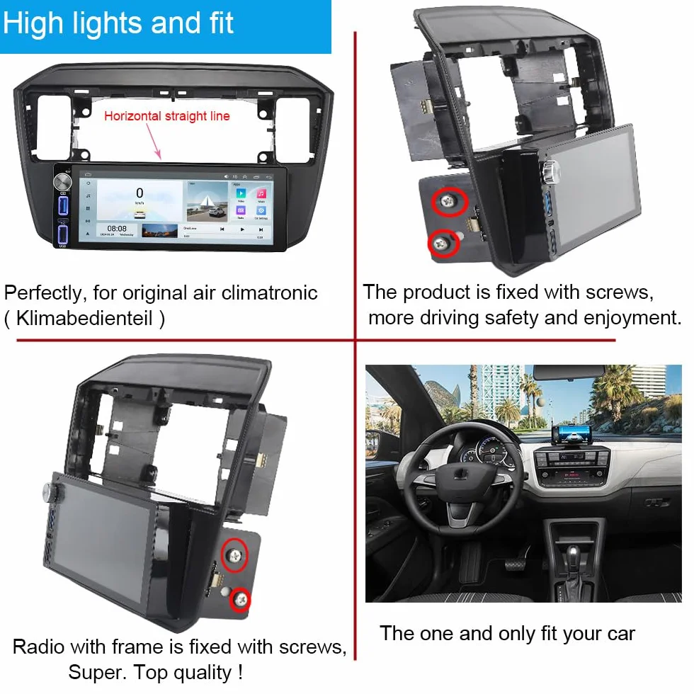 Navigatore Android Auto GPS Radio Navigator Carplay Fit for VW UP! e-up! e-Load Up 121 122 123 BL1 BL2 BL3/Skoda citigo E-Citigo/Seat MII E-MII KE KF/Seat lbiza DSP BT Pip DVR SWC DAB+Auto Fotocamera