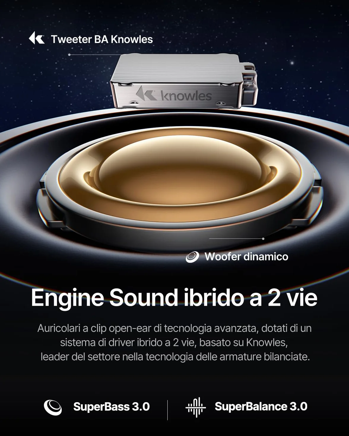 Baseus Inspire XC1 Cuffie Open-Ear, Sound by Bose, Cuffie Bluetooth Cloud Comfort, con Dolby Audio | Hi-Res | Driver Ibrido a 2 Vie | Tweeter Knowles BA, Autonomia 40 h, IP66, AI-Clear Calls