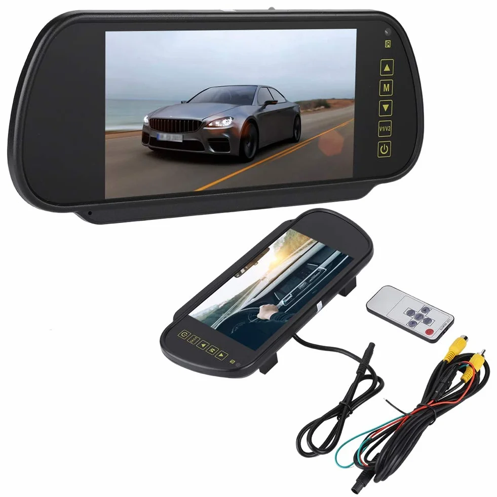 LCD Specchietto Retrovisore 7 Pollici - Monitor Video con Telecamera e Staffa per Tutti i Tipi di Auto