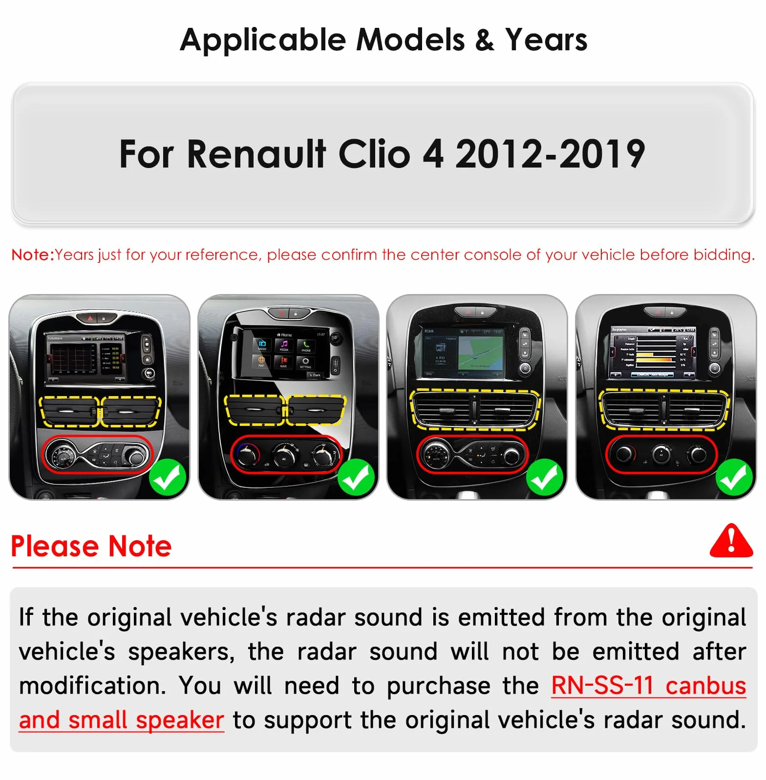 Autoradio Android 14 per Renault Clio 2012-2019, 8-core 4G+32G navigazione GPS radio, con CarPlay wireless Android automatico Bluetooth WiFi mirror link fotocamera posteriore/anteriore FM