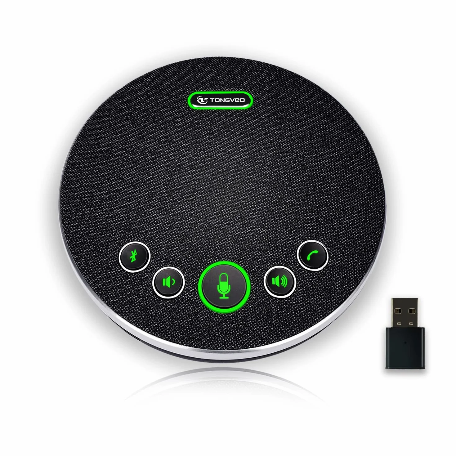 TONGVEO Altoparlante Bluetooth vivavoce USB, registrazione 360°, 4 microfoni AI, 8 ore conversazione 8-12 persone