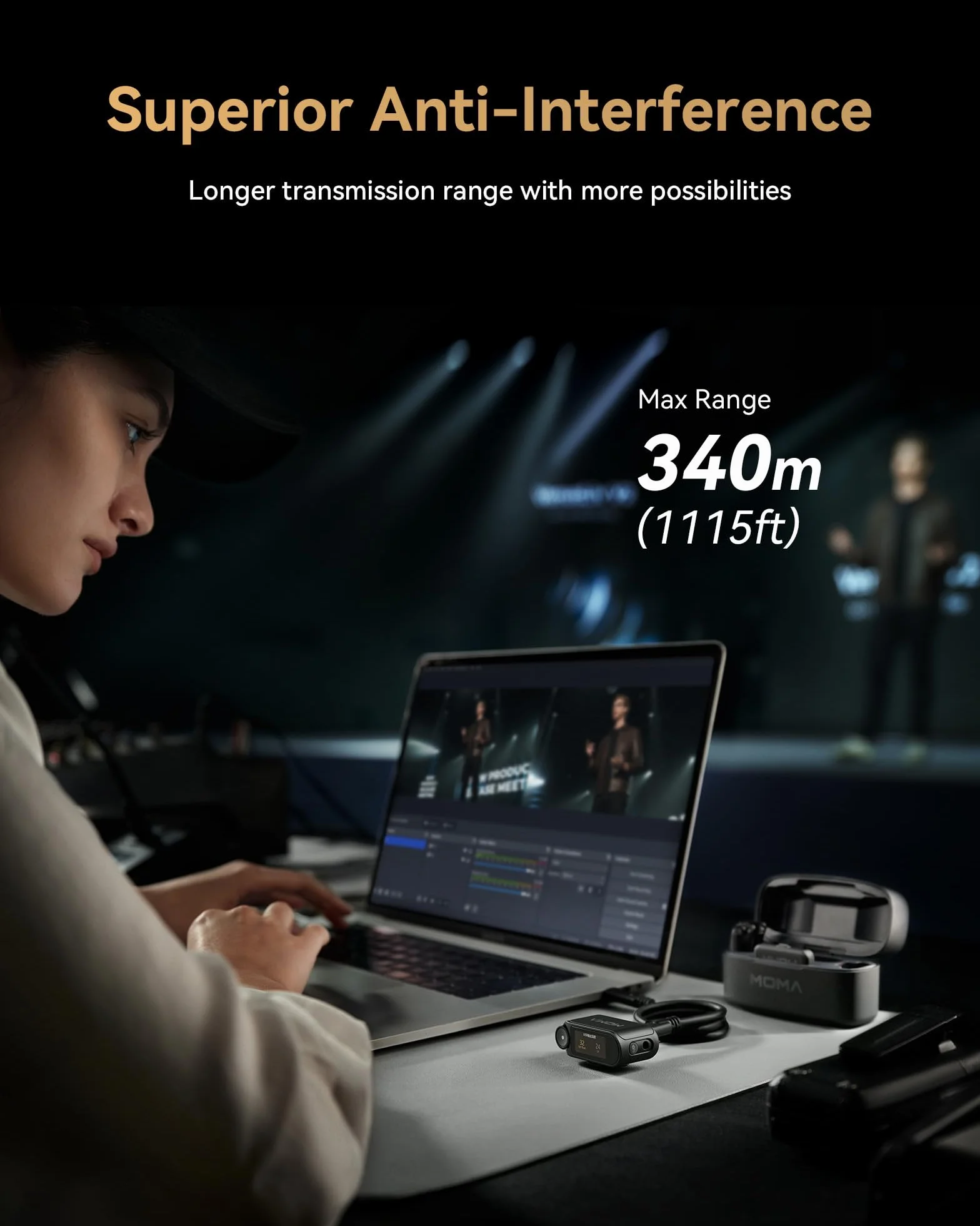 Hollyland LARK MAX 2 Combo Microfono Lavalier Wireless, Cancellazione del Rumore AI, Audio Full-Chain a 32 bit, Portata 340 m, Microfono per iPhone, Android, fotocamera (2TX +2RX+Custodia di Ricarica)