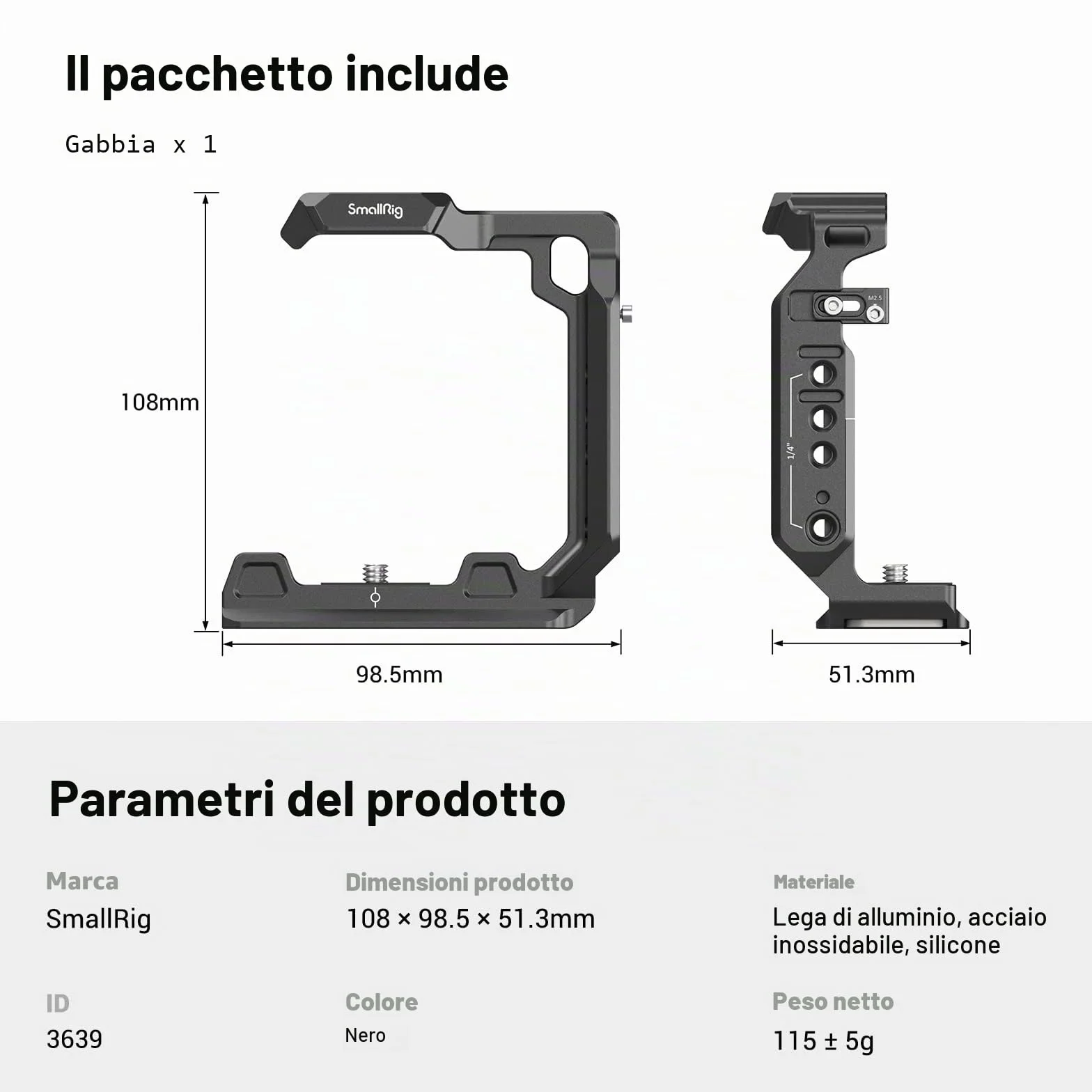 SMALLRIG Mezza Gabbia per Sony A7 IV A7S III A1 A7R IV A7R V- 3639