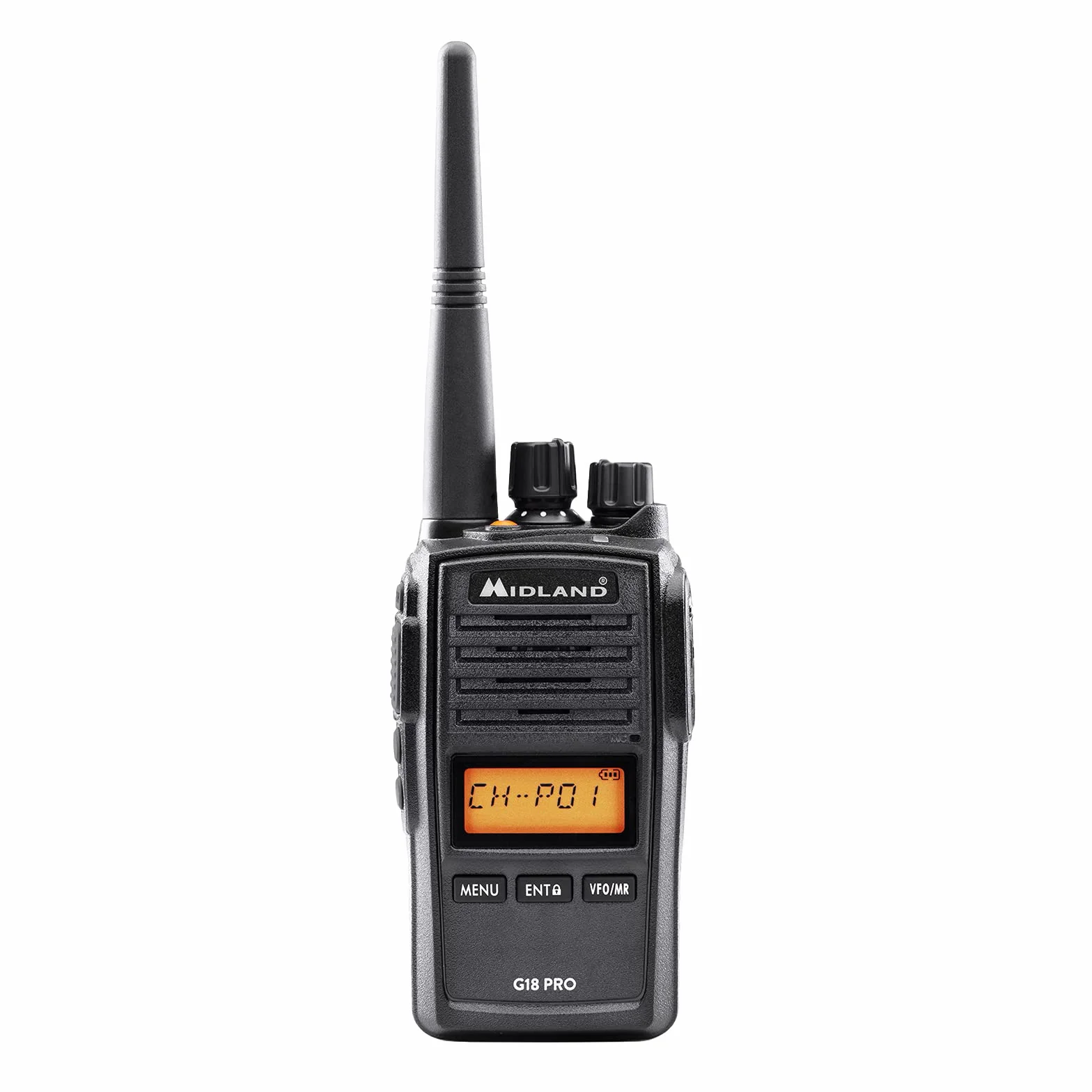 Midland - Walkie Talkie G18 PRO, Ricetrasmittenti Professionali con 99 Canali PMR446, Standard Militare MIL-STD-810G, Waterproof IP67 - Copertura 12Km, Autonomia 22 Ore, Funzione Scrambler e Compander