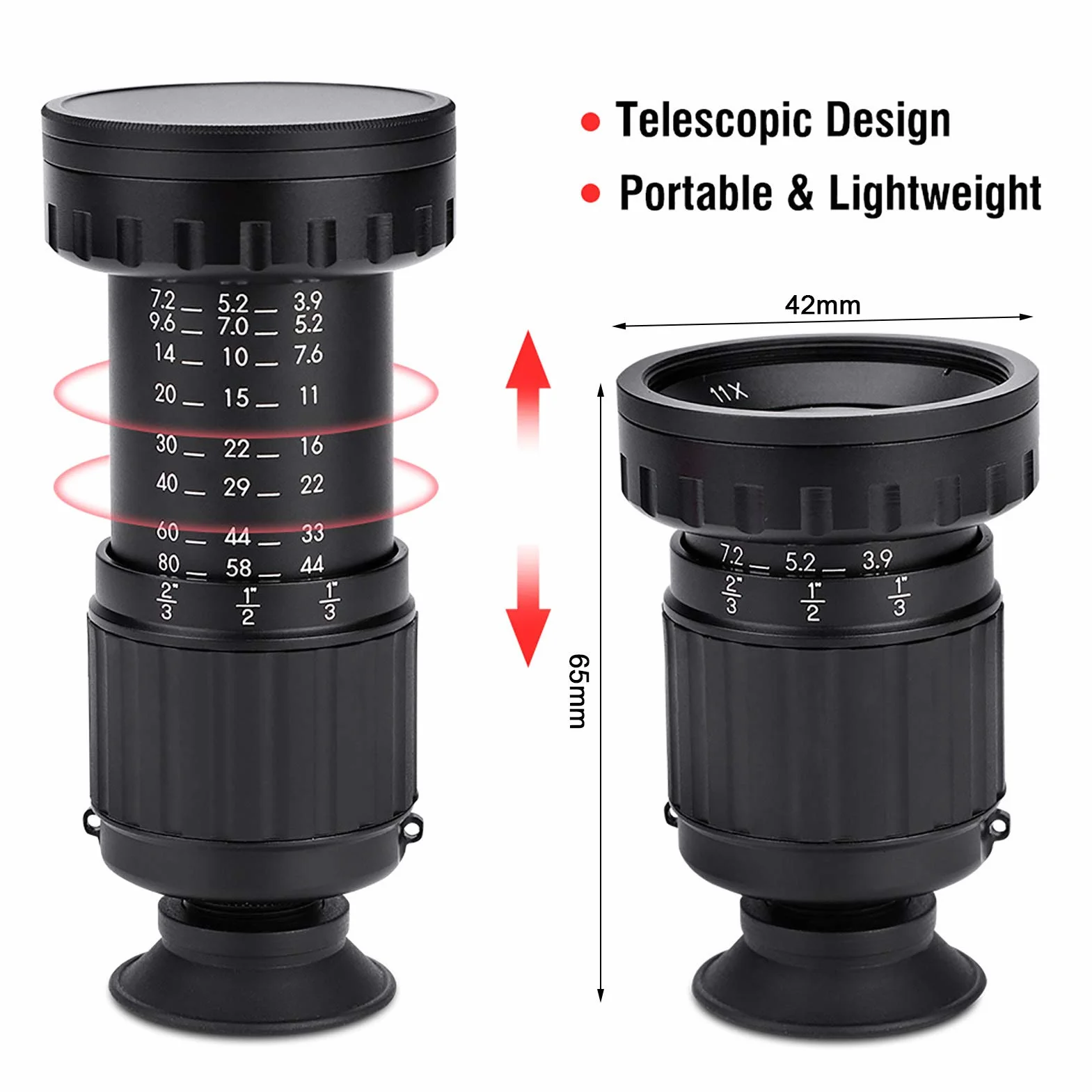 Mirino Micro Director VD-11X, Visualizzatore Scene con Filettatura Filtro Standard da 37 Mm, Vite Retrattile, Accessorio Fotografico Professionale
