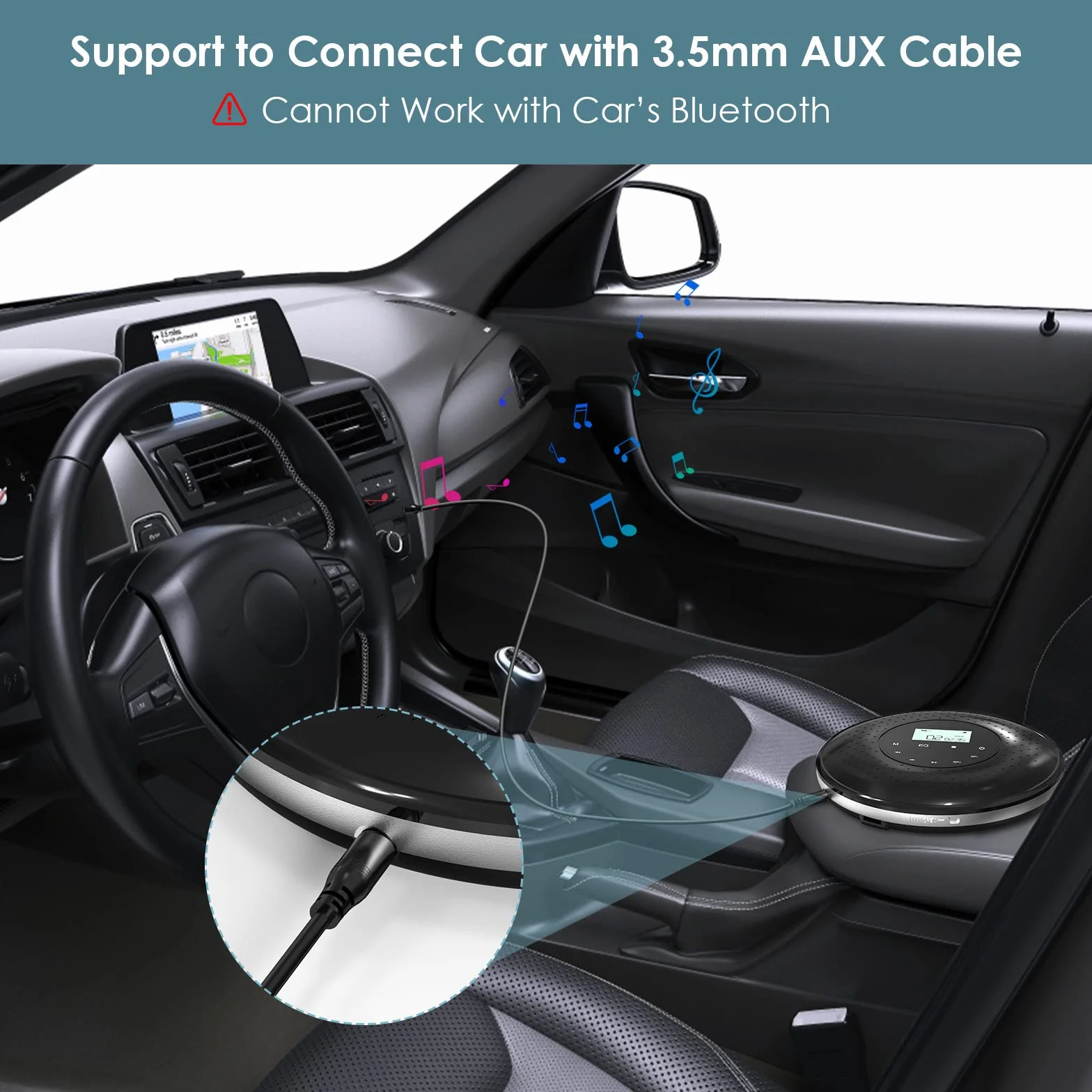 Qoosea Lettore CD Portatile con Pulsante di Tocco 1000mAh Ricaricabile per la Casa con Cuffie Giocatori CD Personali Walkman con Schermo LCD Porta USB AUX per i Bambini dell'automobile