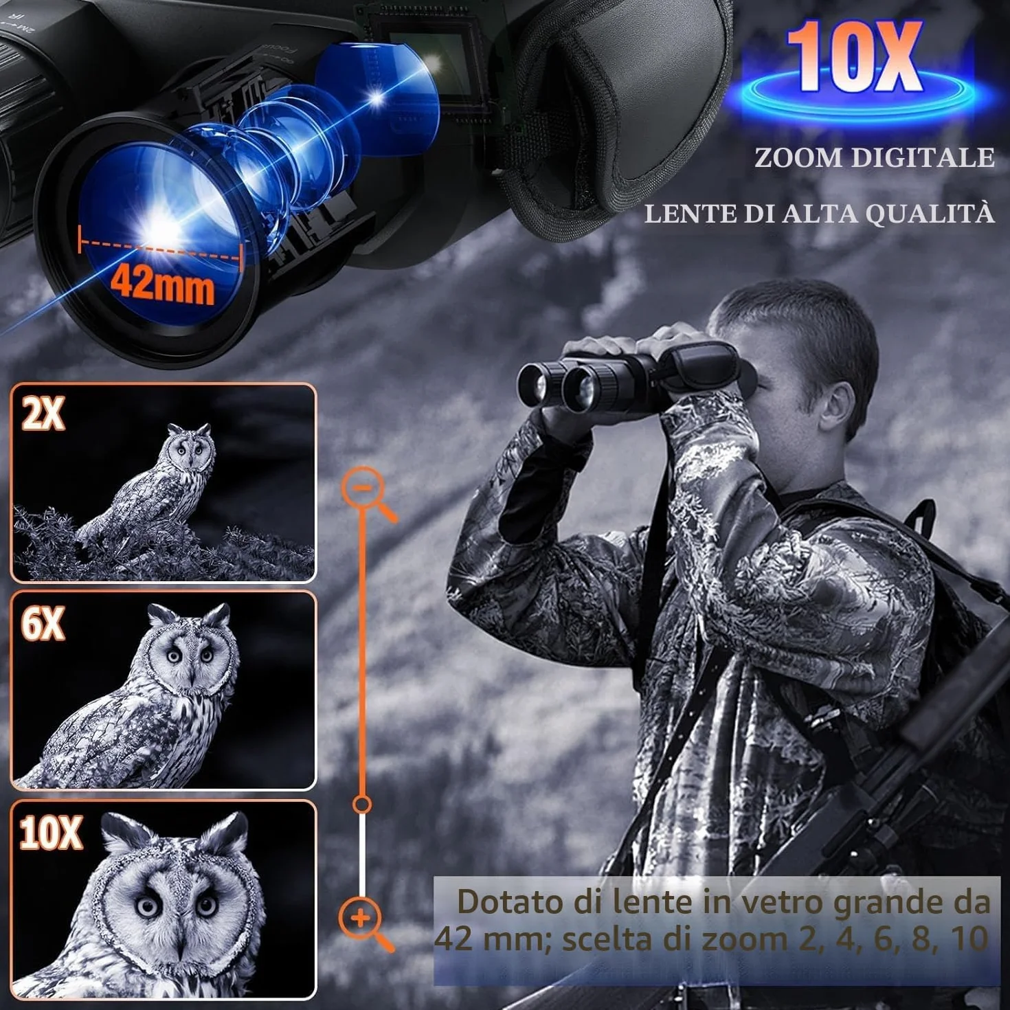 Infrarossi Binocolo Visione Notturna e Diurna Cannocchiale Professionale 4K 7000mAh Ricaricabili 4" TFT di Portatafino a 800M con Registrazione di HD Foto e Video