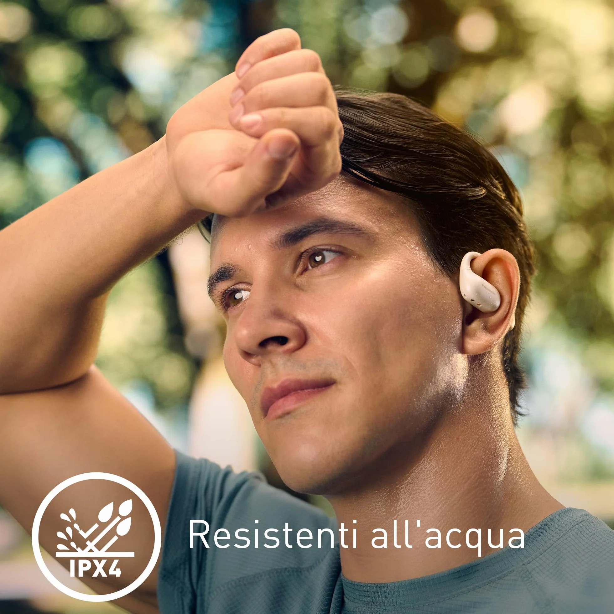 Panasonic RB-F10DE-C Cuffie Wireless Open-Ear, Auricolari wireless Sport Bluetooth con Microfono ENC, 25H di Autonomia, Bluetooth 5.4, IPX4, Controlli Touch, Beige