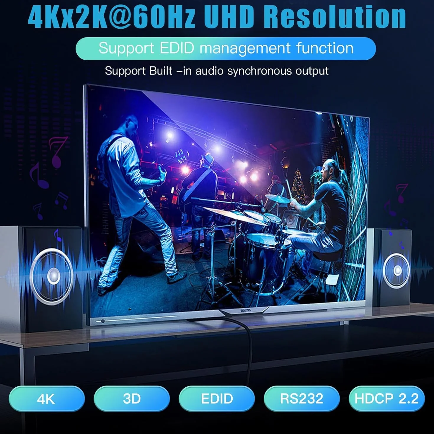 8x8 HDMI Matrix 4K@60Hz 8 in 8 Out HDMI Matrix Switcher Splitter YUV 4:4:4/RGB with RS232, IR, 18Gbps, HDCP2.2, HDMI2.0, 3D,EDID,ARC,CES,HDR10