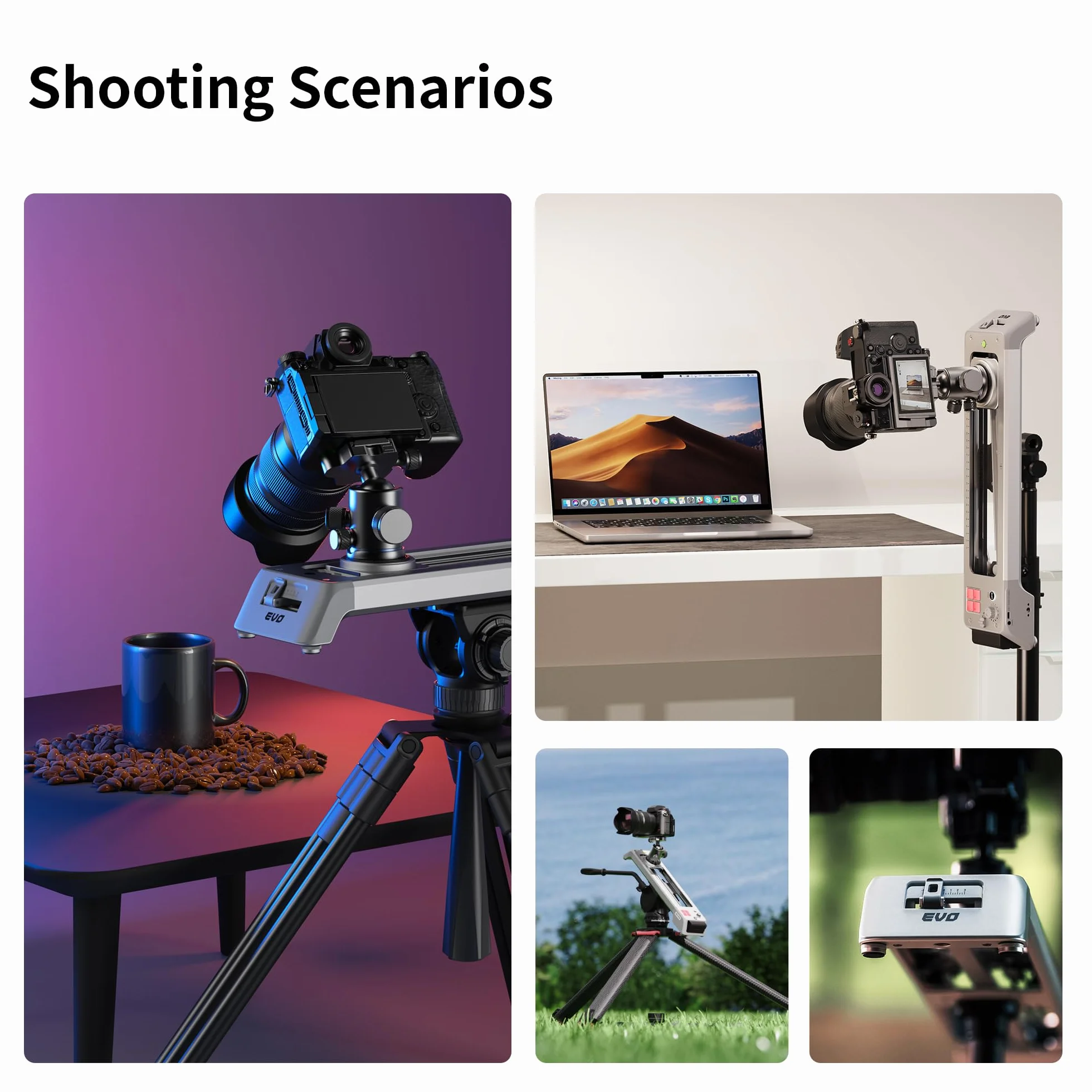 Zeapon EVO - Slider motorizzato panoramico rotante a 125°, potente motore silenzioso per carico utile da 2,5 a 5 kg, carrello scorrevole compatto leggero da 60 cm, con custodia per il trasporto