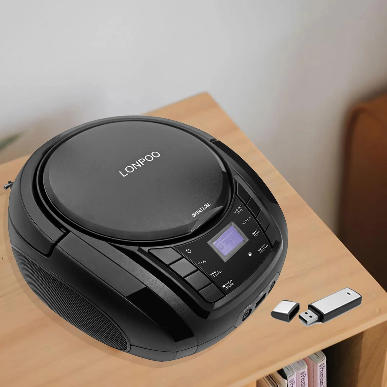 Impianto Stereo Casa 30W Micro HiFi Compatto con lettore CD, Bluetooth, radio FM, USB, AUX-in, display LED e pulsante grande, telecomando (L-D03BT)