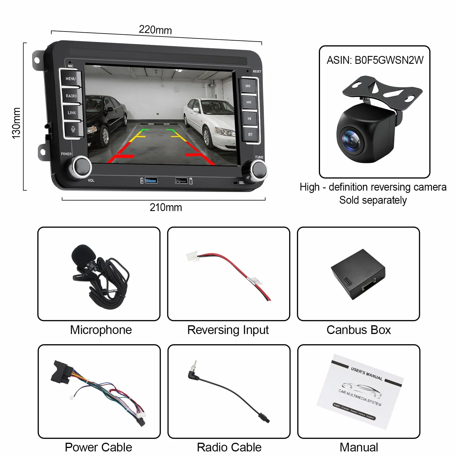 Autoradio con schermo compatibile con VW Golf 5 Golf 6 RCD330 Passat Skoda Polo 6r Jetta T5 e altri modelli | CarPlay & Android Auto wireless integrati | Supporta AM/FM/RDS USB Bluetooth |stereo polo