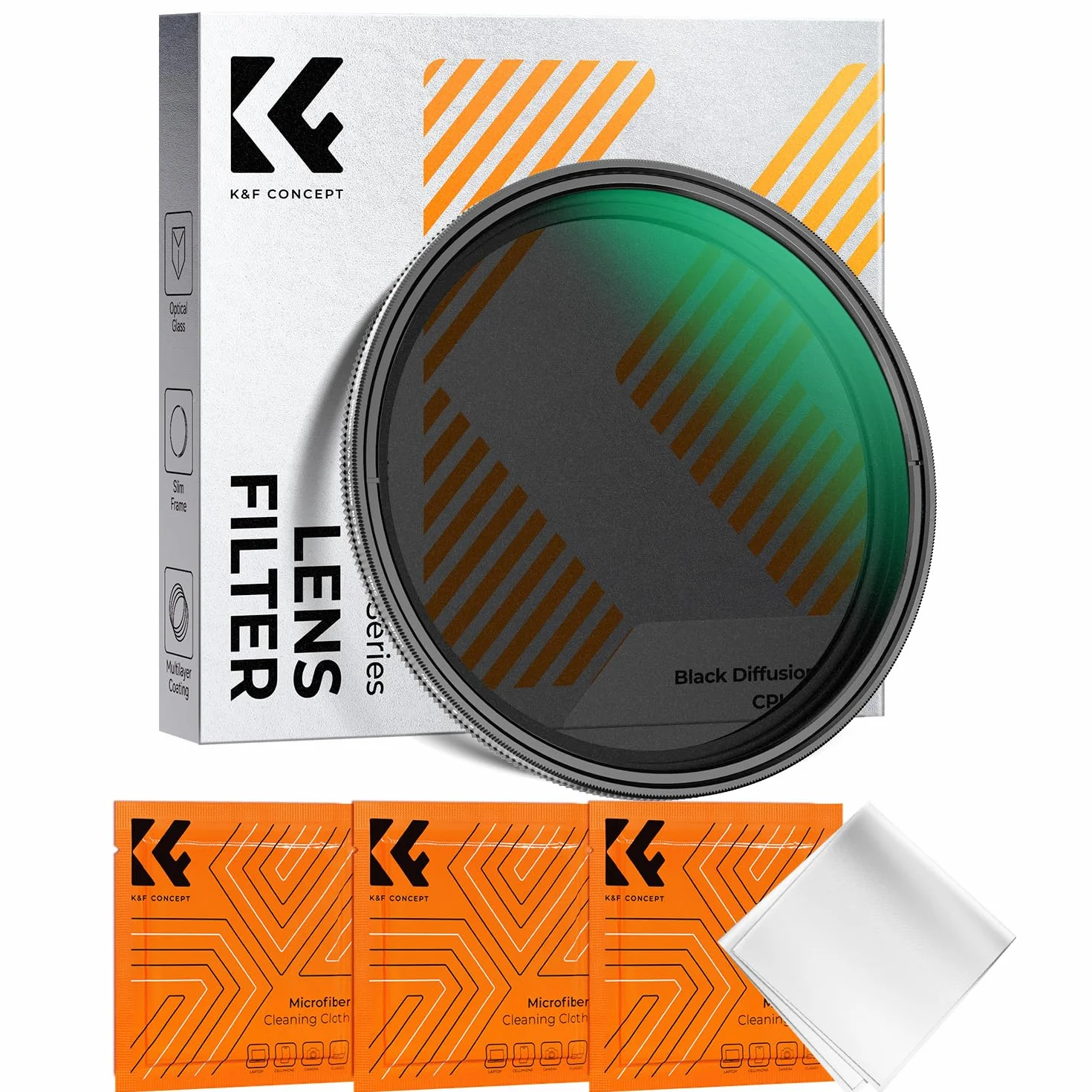 K&F CONCEPT 2 In 1 Filtro Black-Mist 1/4 & Variabile ND2-32 (5 Stop), 77mm Filtro Black Diffusion 1/4 & Densità Neutra ND in Vetro Ottico, Nano Rivestimento con 3Pcs Panno di Pulizia (Nano-K Serie)
