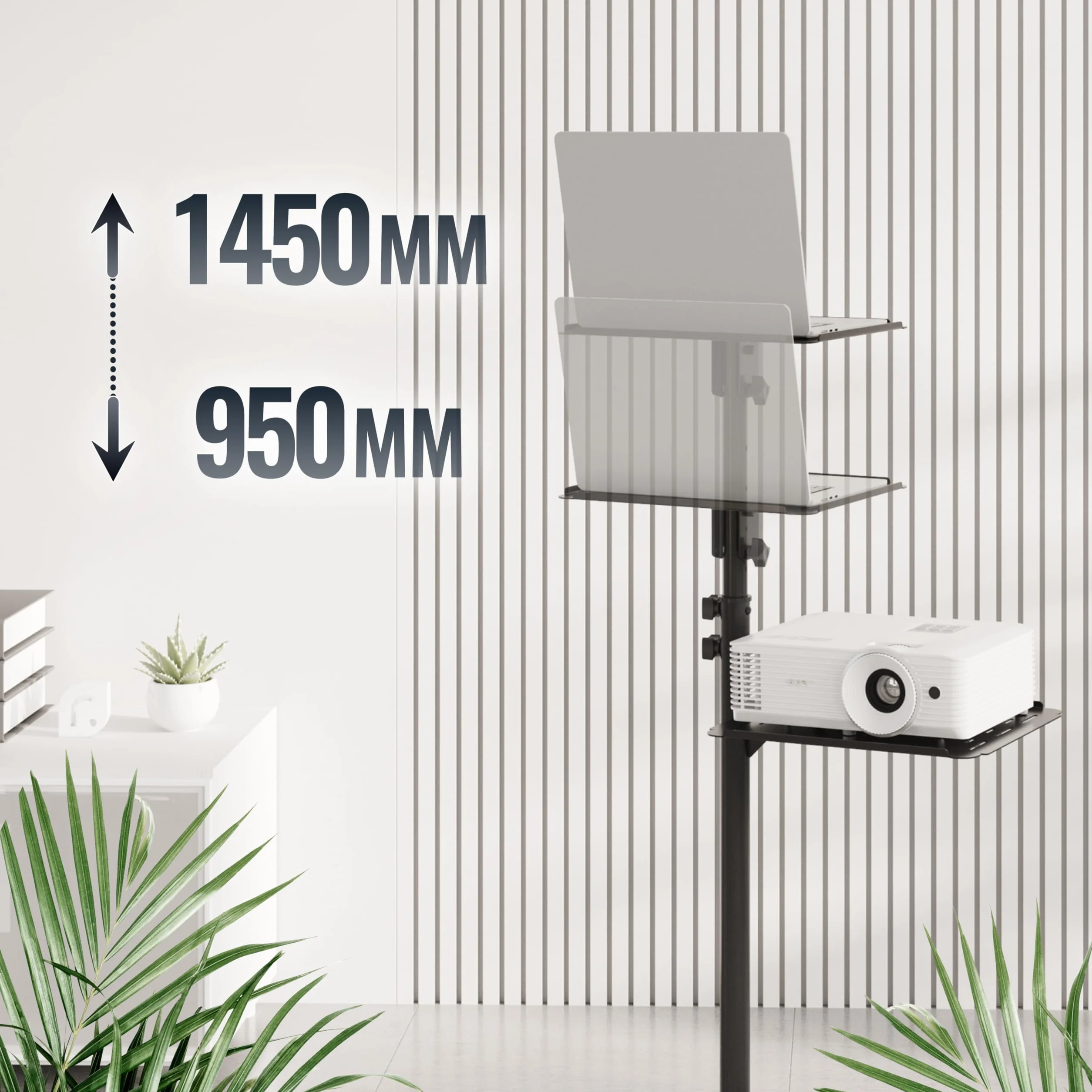 RICOO Supporto proiettore pavimento CZ0800 Porta beamer mobile Cavalletto terra Altezza regolabile Rialzo universal Mensola per PC portatile