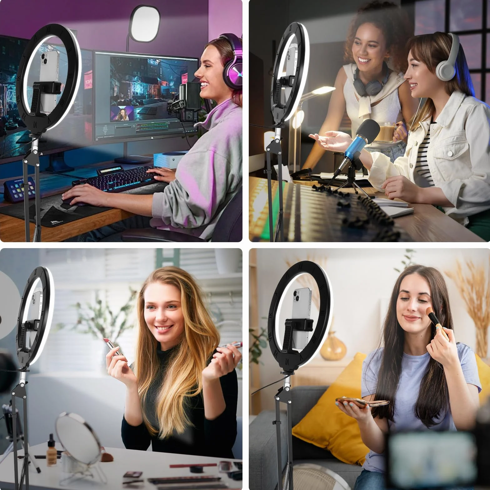 Luce Ad Anello LED,Ring Light Professionale,Ring Light Telefono,Rings Lights Con Supporto per Telefono,Ringlight Professionale Dimmerabile per Telefonos Tiktok Trucco Fotografia Youtube Video