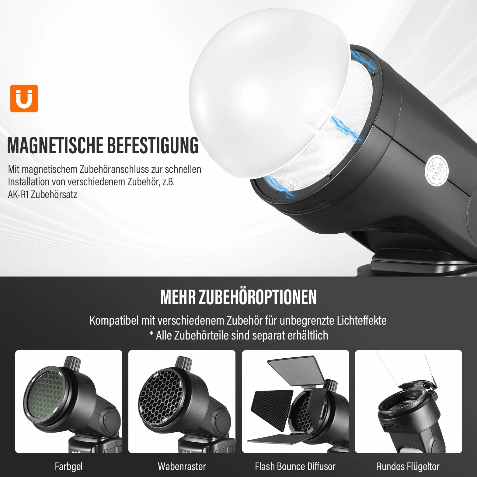 Godox V1F Flash Speedlite 76Ws 2.4G Alta Velocità Sync 1/8000s 2600mAh Li-Ion Akku per Fotocamere Fuji